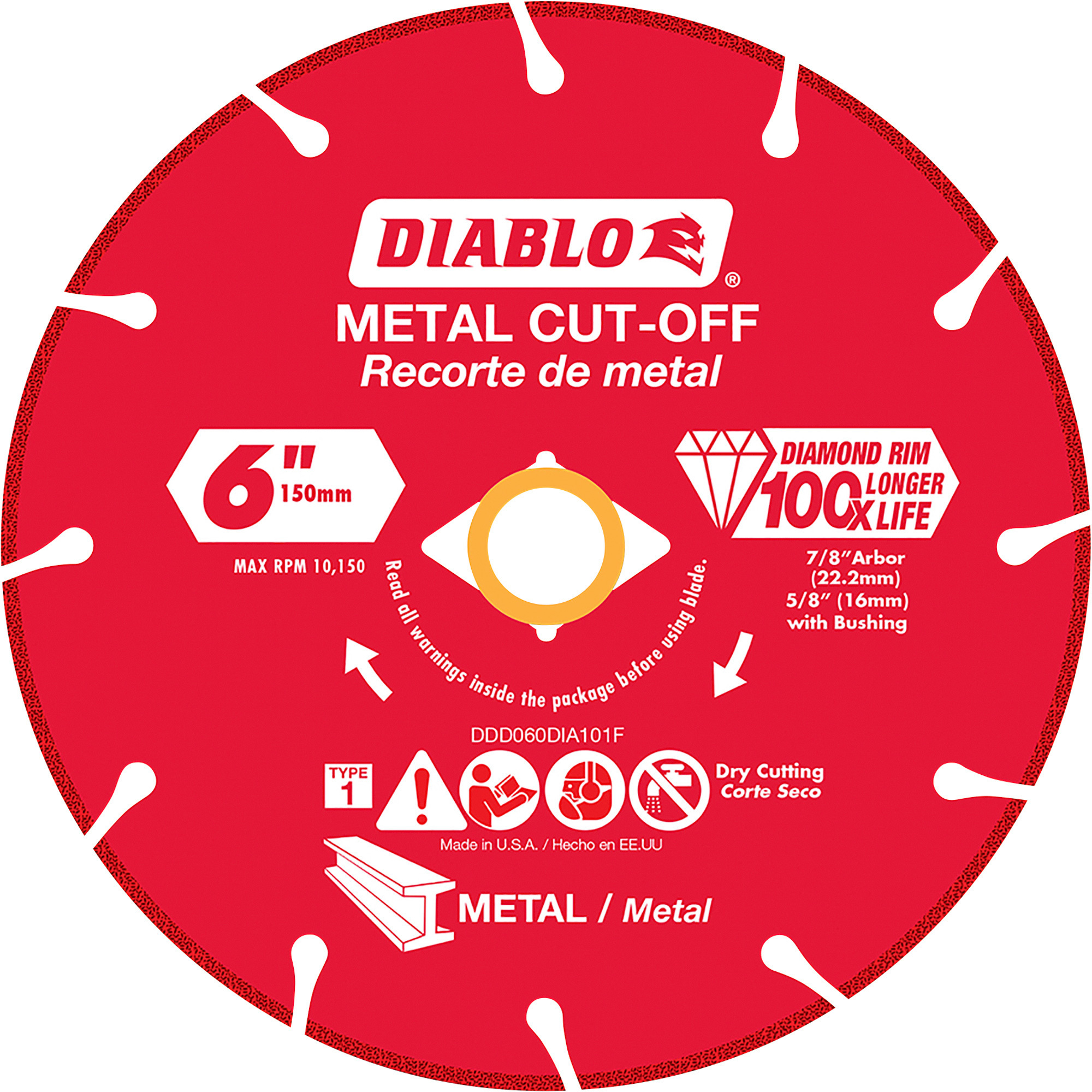 Diablo 6Inch Metal Cutting Diamond Disc, Model DDD060DIA101F
