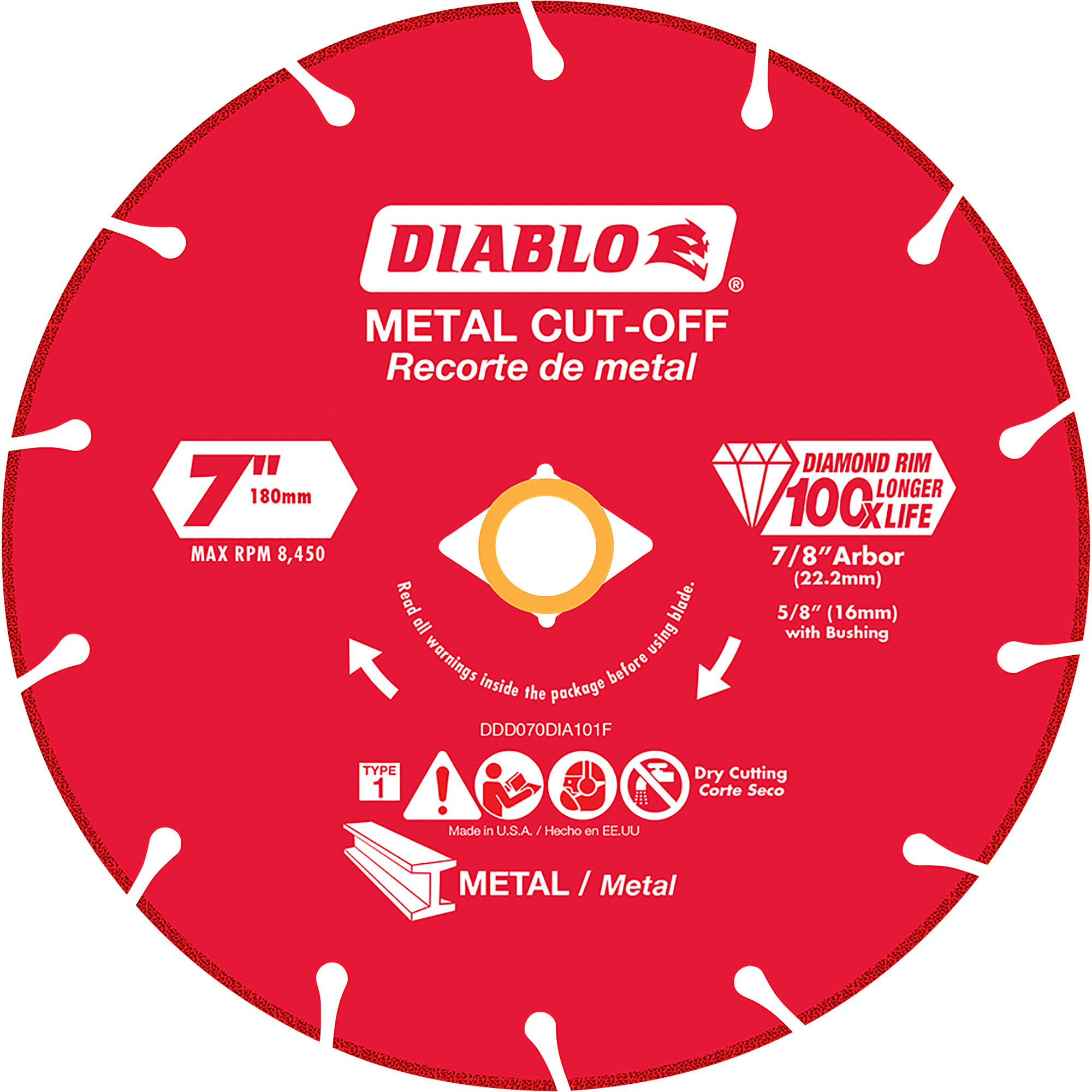 Diablo 7Inch Metal Cutting Diamond Disc, Model DDD070DIA101F