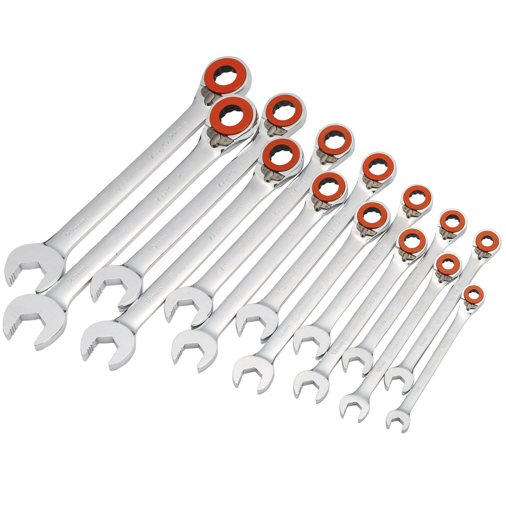 Ingersoll Rand Reversible Ratcheting Wrench Set, Metric, 14 Pcs., Model# 752011
