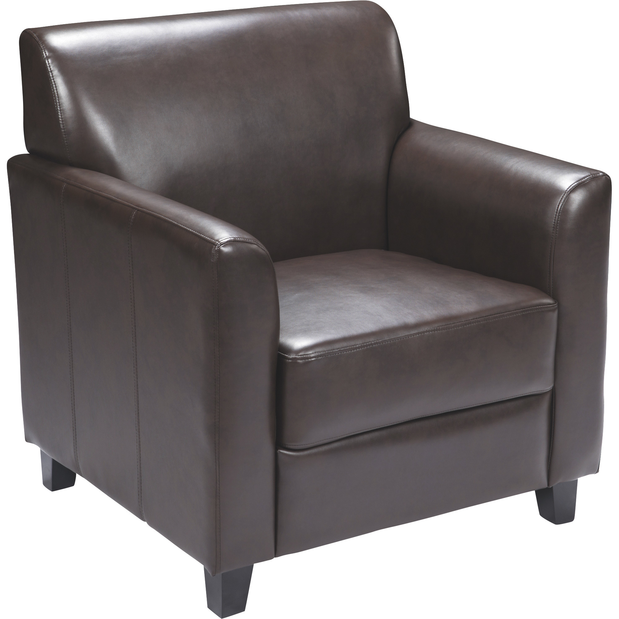 Flash Furniture Leather Reception Chair — Brown, 30.5Inch W x 29Inch D x 32.5Inch H, Model BT8271BN -  BT-827-1-BN-GG