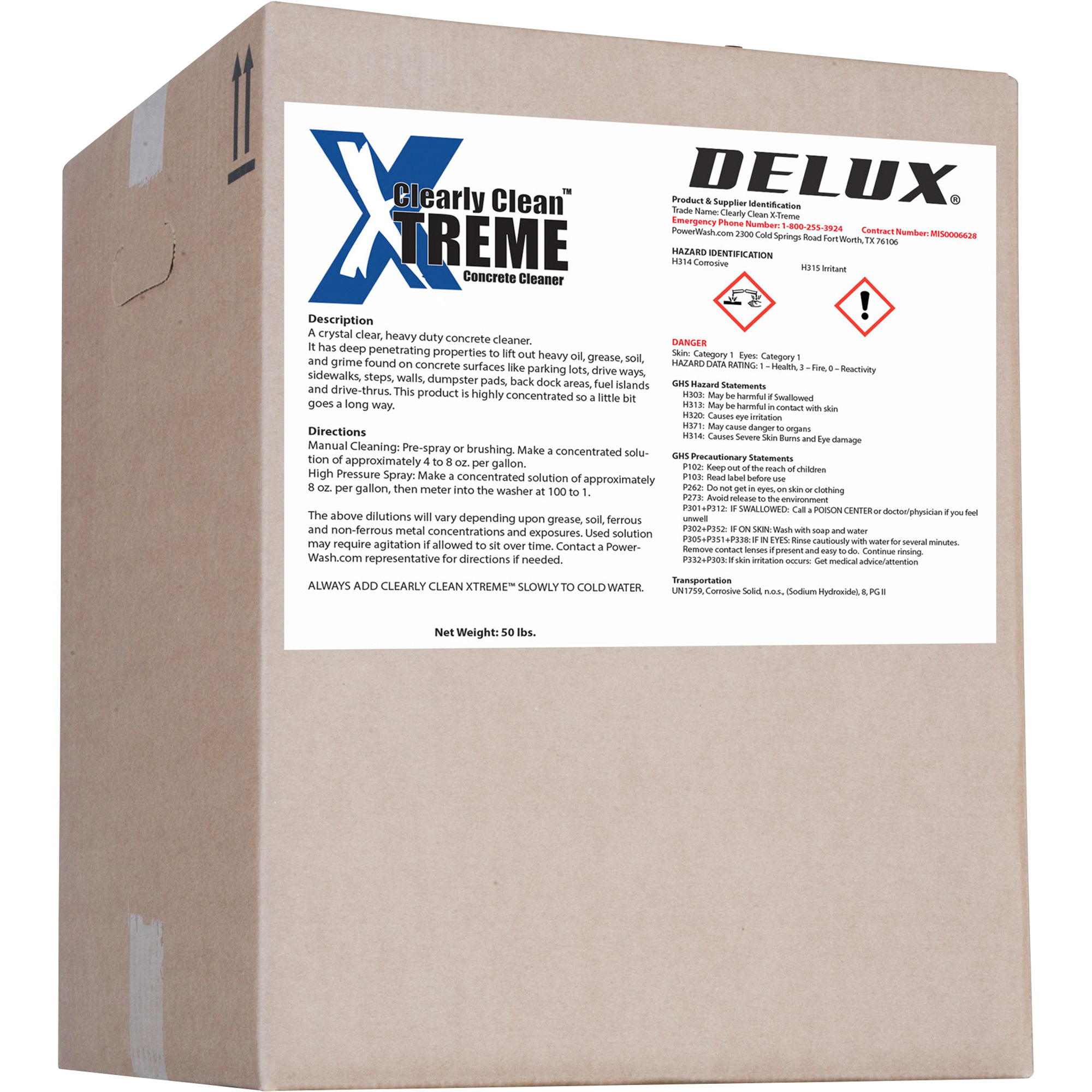 Delux Clearly Clean Xtreme Heavy-Duty Concrete Cleaner Concentrate â 4-Pack, Model Clearly Clean X-50