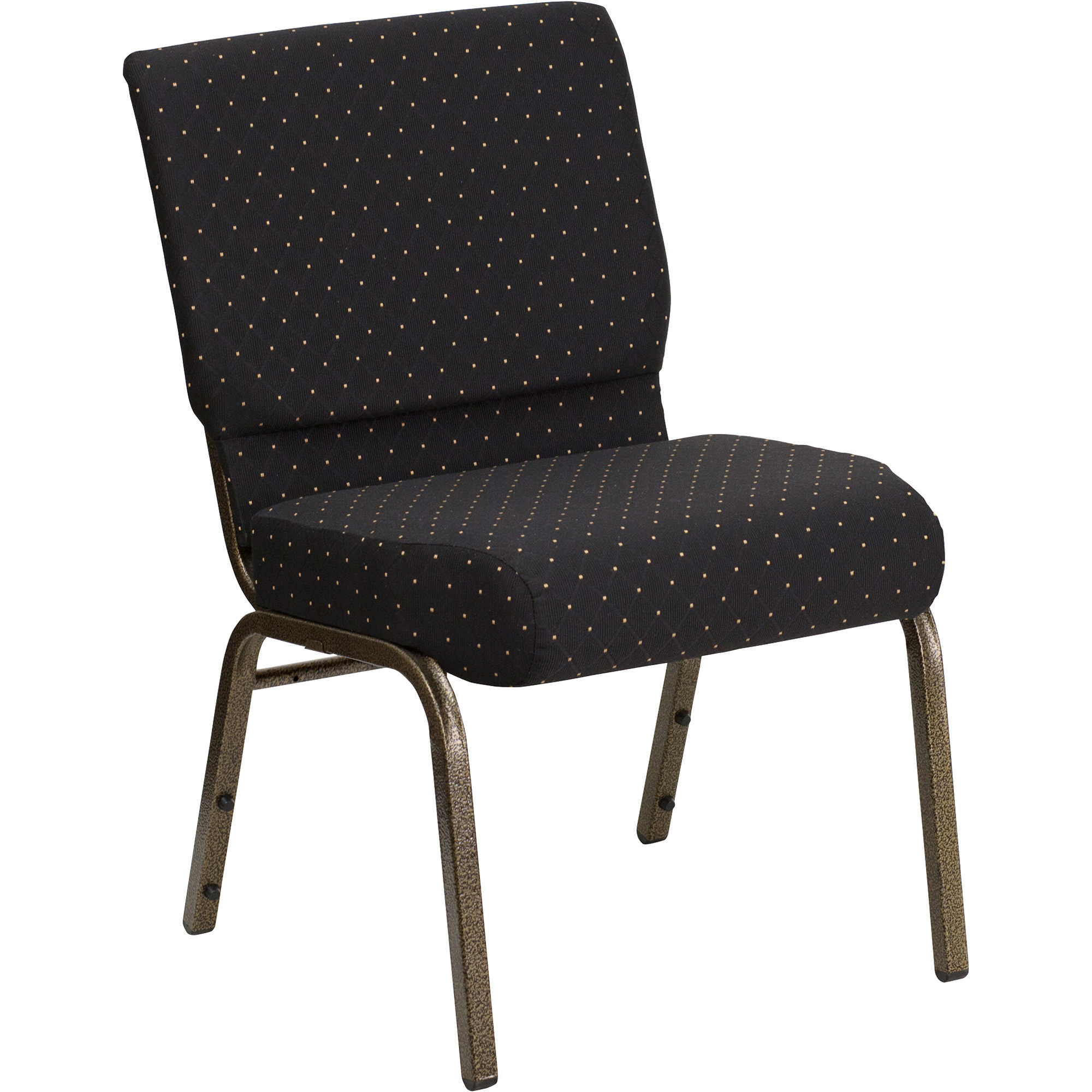 Fabric Church Chair — Black Dot w/Gold Vein Frame, 21 1/4Inch W x 25Inch D x 33Inch H, Model - Flash Furniture FCH2214GV806