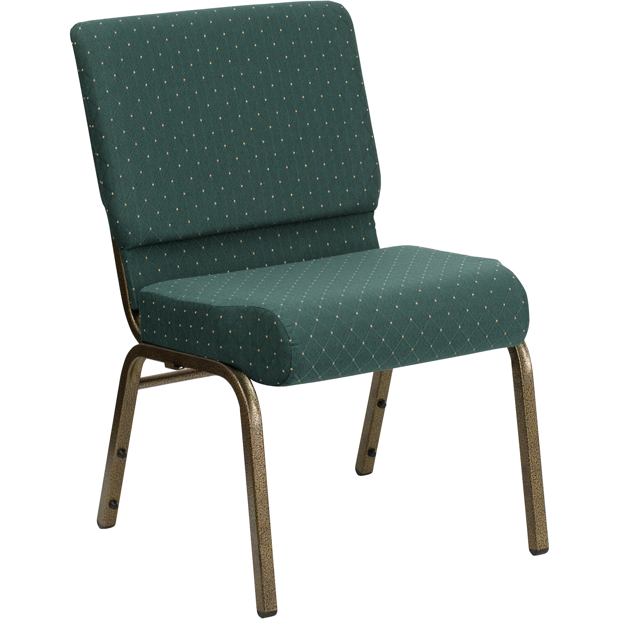 Fabric Church Chair — Green Dot w/Gold Vein Frame, 21 1/4Inch W x 25Inch D x 33Inch H, Model - Flash Furniture FCH2214GV808