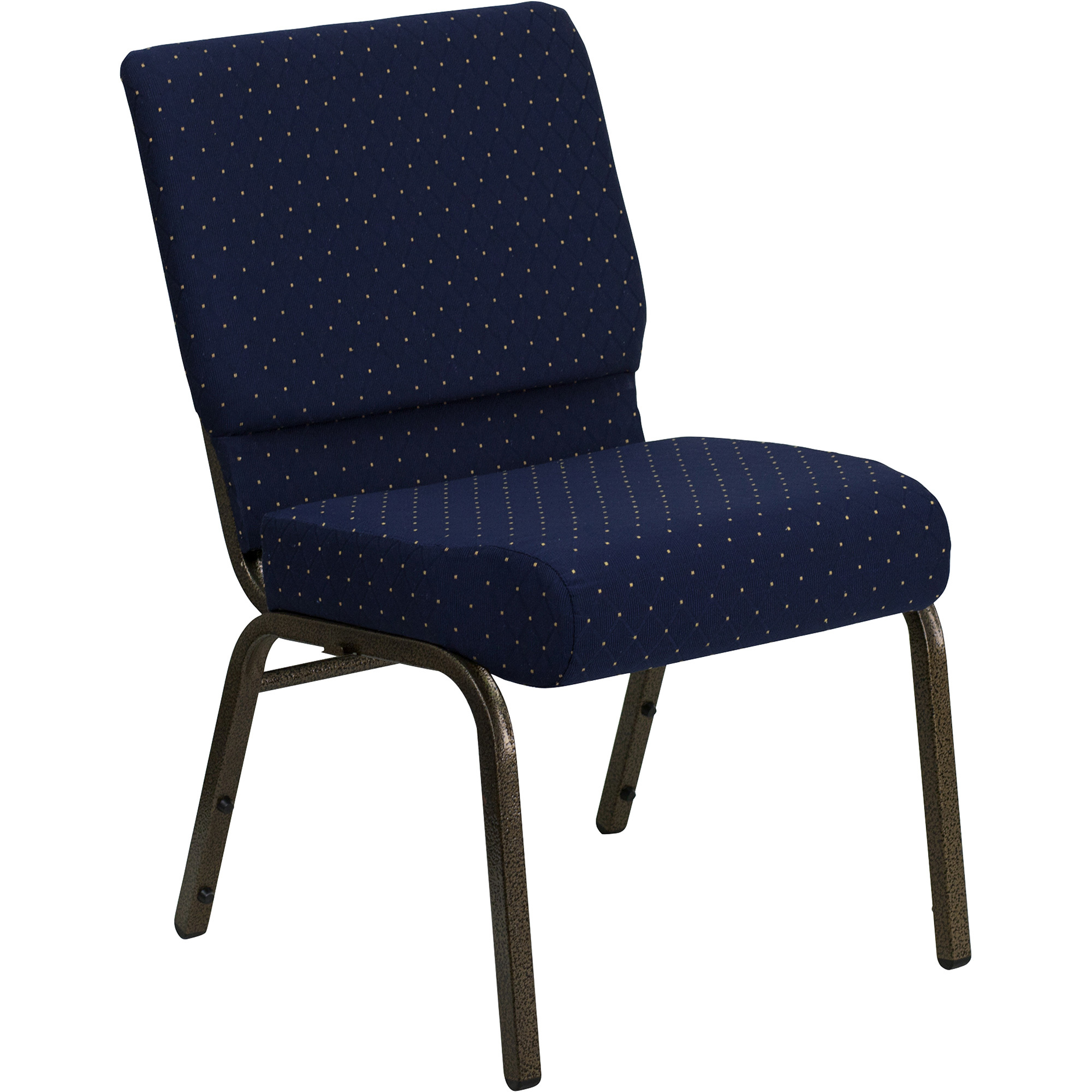 Fabric Church Chair — Navy Dot w/Gold Vein Frame, 21 1/4Inch W x 25Inch D x 33Inch H, Model - Flash Furniture FCH2214GV810