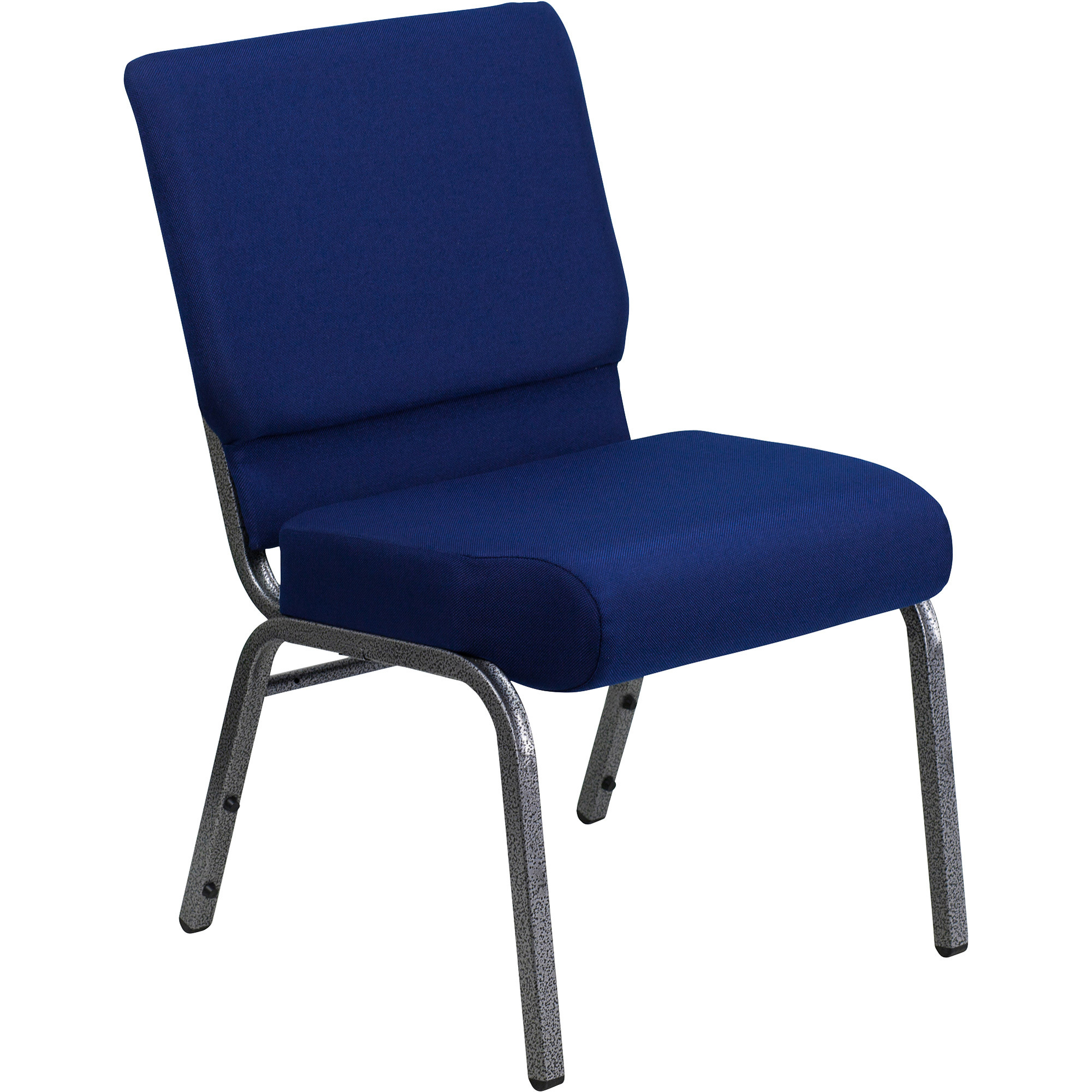 Fabric Church Chair — Navy w/Silver Vein Frame, 21 1/4Inch W x 25Inch D x 33Inch H, Model - Flash Furniture FCH2214SVNB24