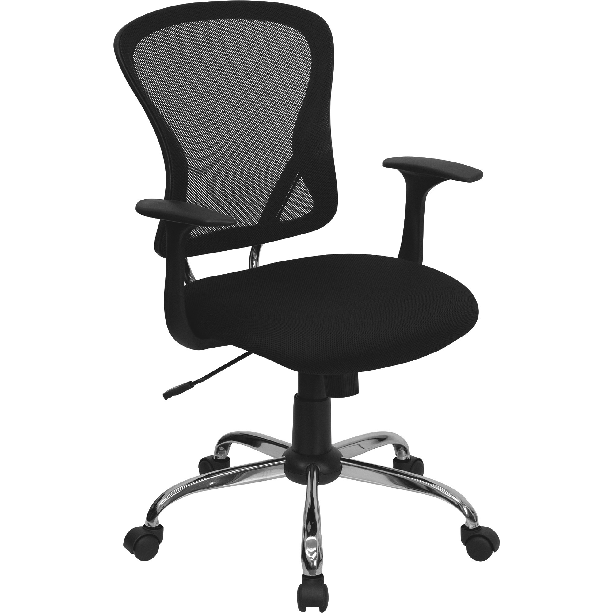 Mid-Back Mesh Swivel Task Chair with Chrome Base — Black, Model - Flash Furniture H8369FBLK