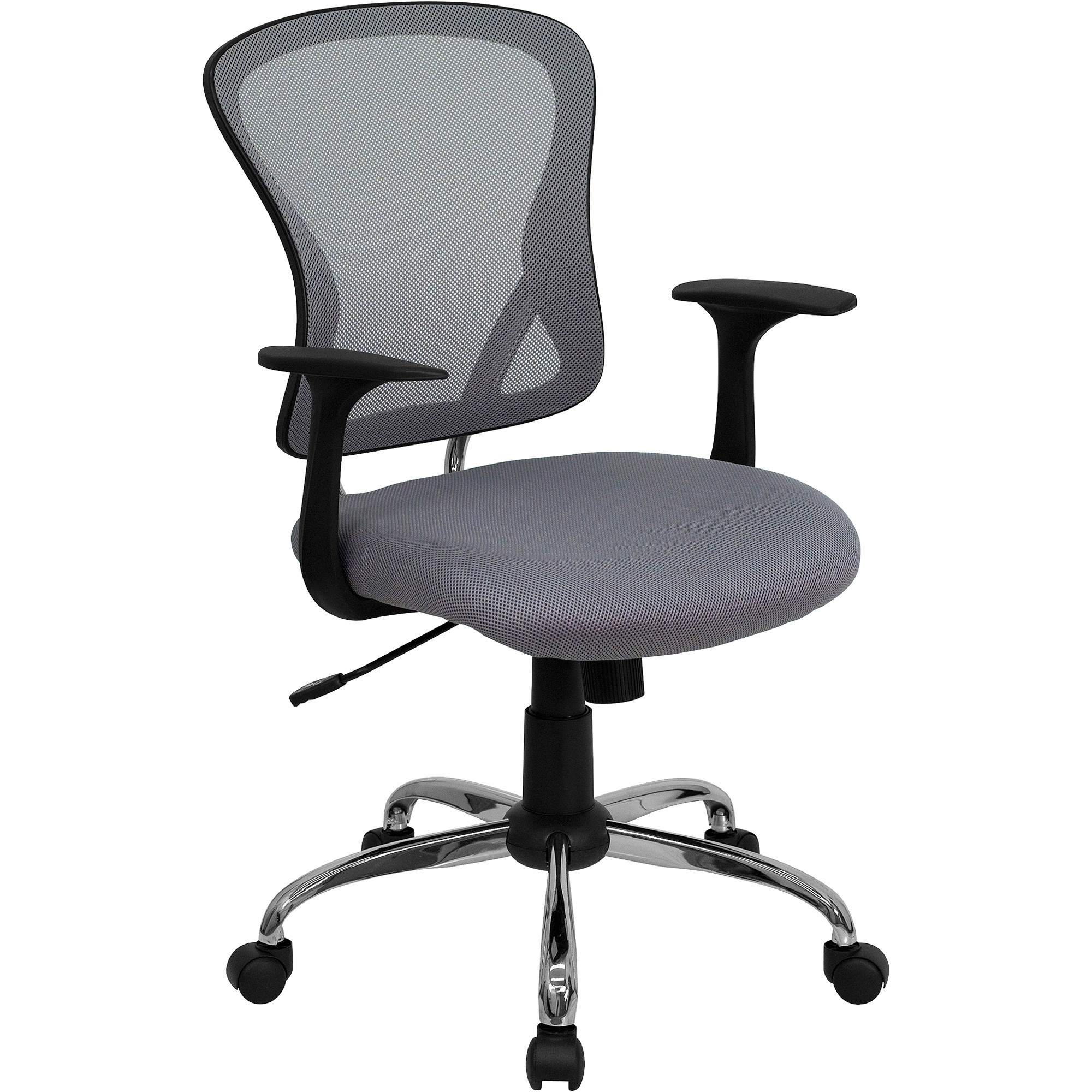 Mid-Back Mesh Swivel Task Chair with Chrome Base — Gray, Model - Flash Furniture H8369FGY