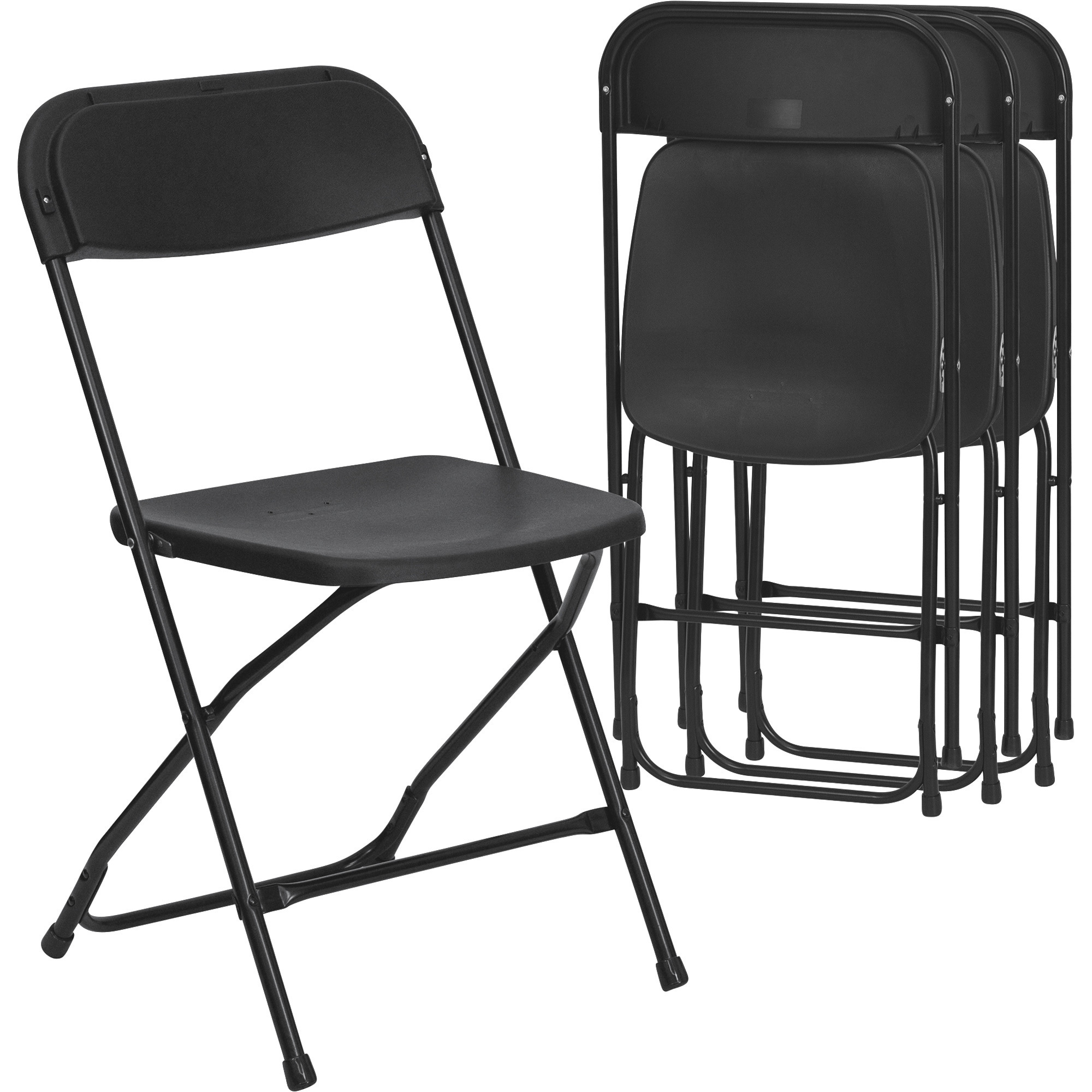 Plastic Folding Chair — Black, 17 1/2Inch W x 18Inch D x 31 1/2Inch H, Model - Flash Furniture LEL3BLACK