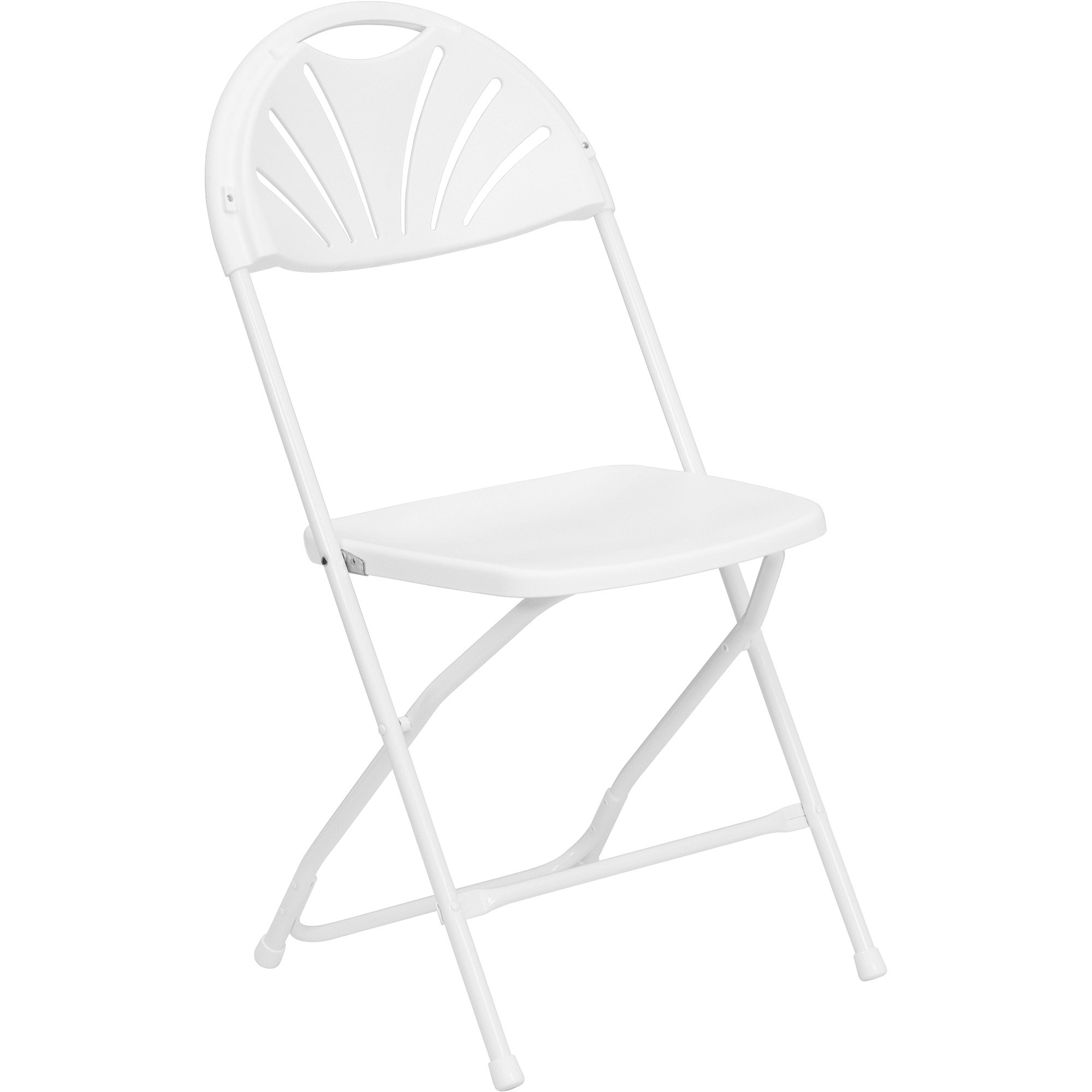 Plastic Fan Back Folding Chair — White, 650-Lb. Capacity, 18Inch H Seat, Model - Flash Furniture LEL4WHITE