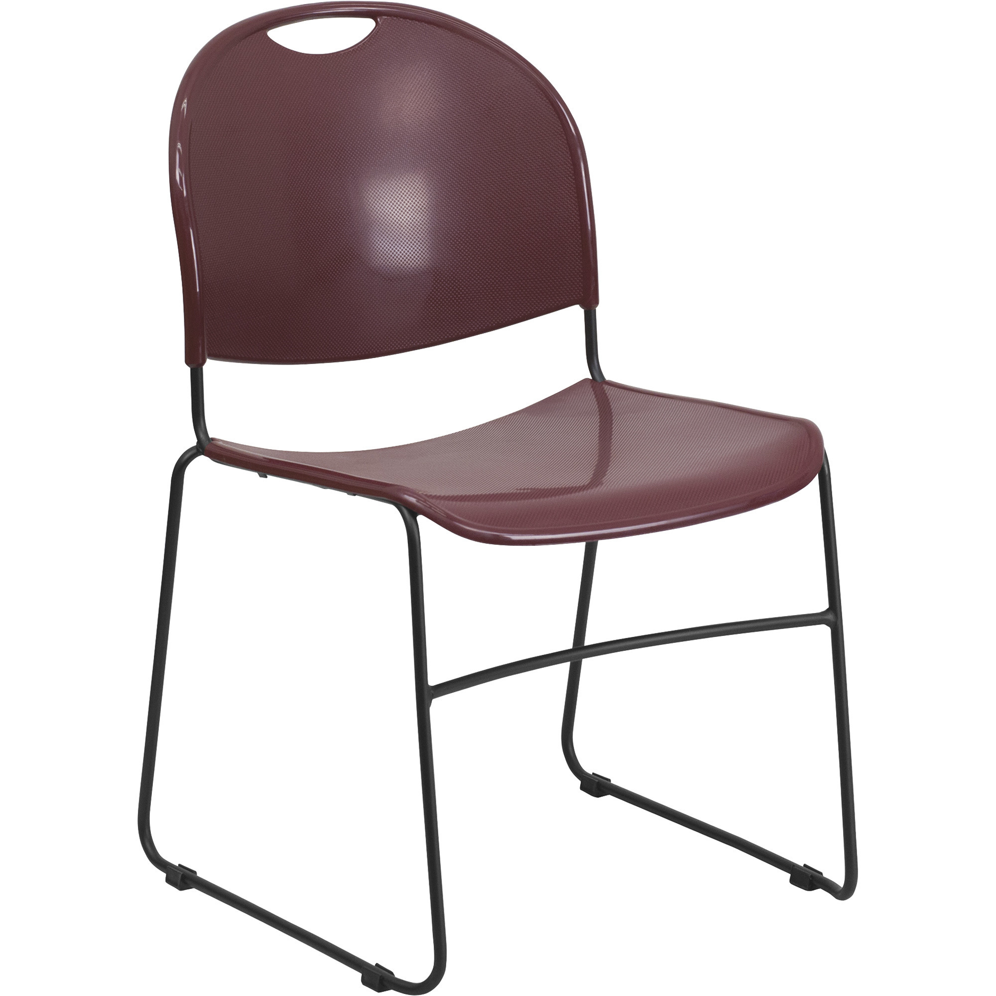 Flash Furniture Plastic Stack Chair with Sled Base â Burgundy w/ Black Frame, 19 1/2Inch W x 20 3/4Inch D x 31Inch H, Model RUT188BY