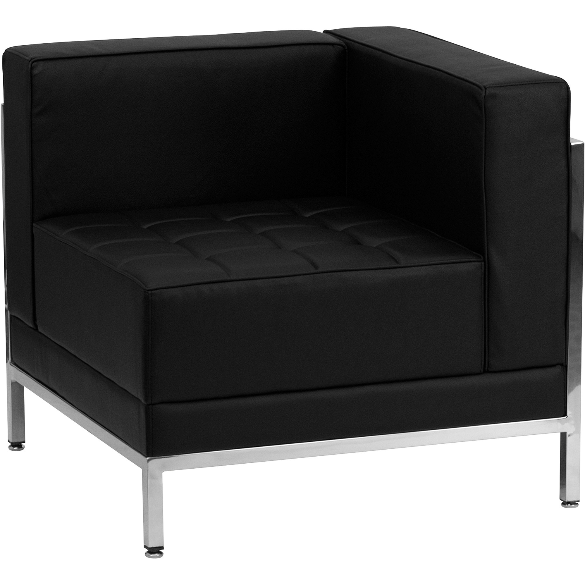 Imagination Series Leather Corner Modular Chair w/ Right Arm Facing — Black, Model - Flash Furniture ZBIMAGRTCORNER