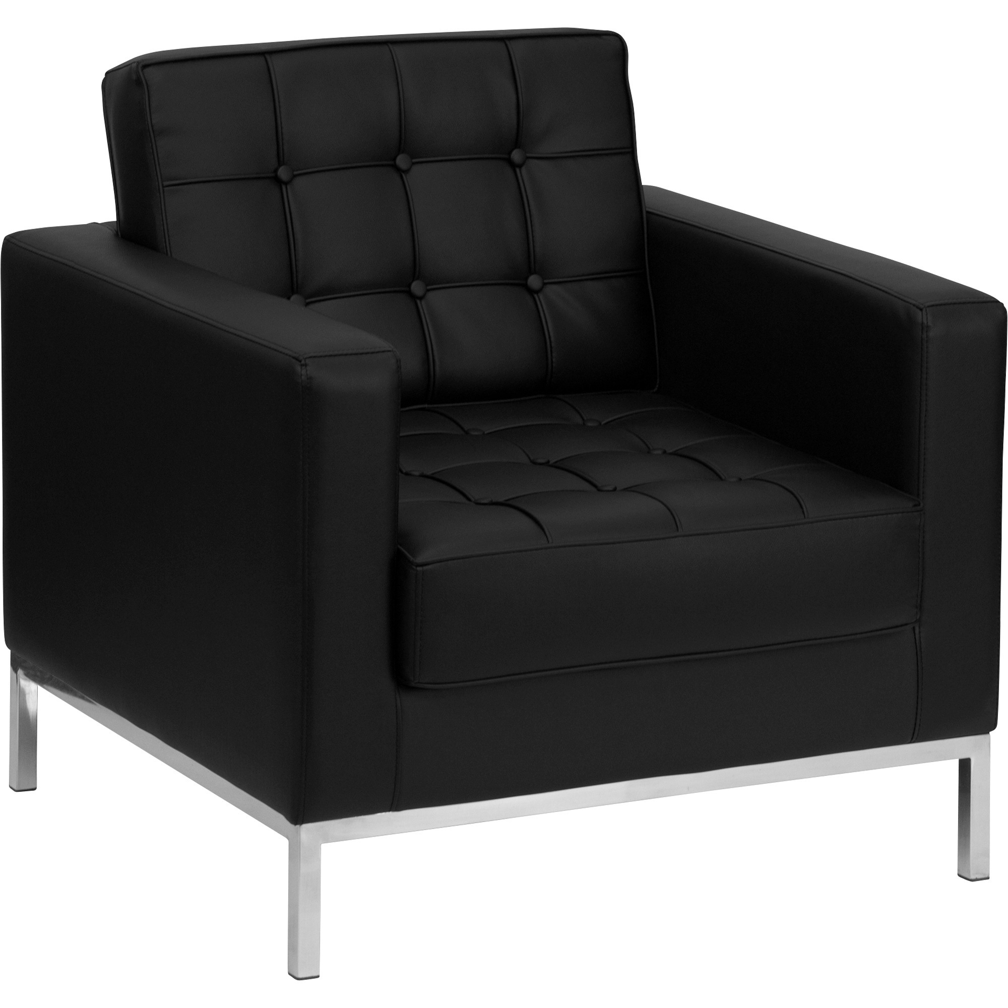 Flash Furniture LeatherSoft Chair with Stainless Steel Frame â Black, Model ZBLACEY8312CHBK