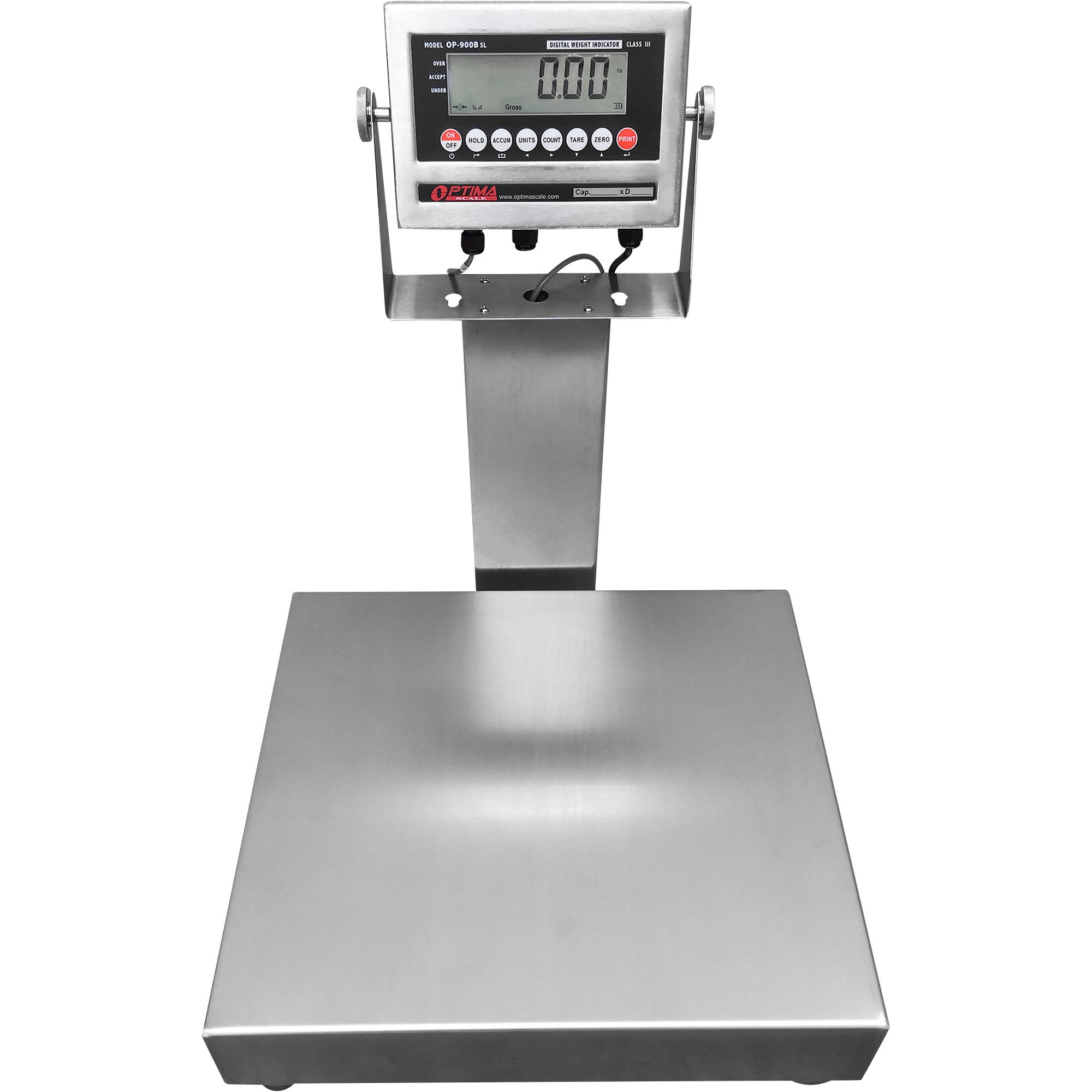 Optima Scale 16Inch x 16Inch Stainless Steel Bench Scale â 300-Lb. Capacity, 0.05-Lb. Display Increments, Model OP-915SSW-1616-300