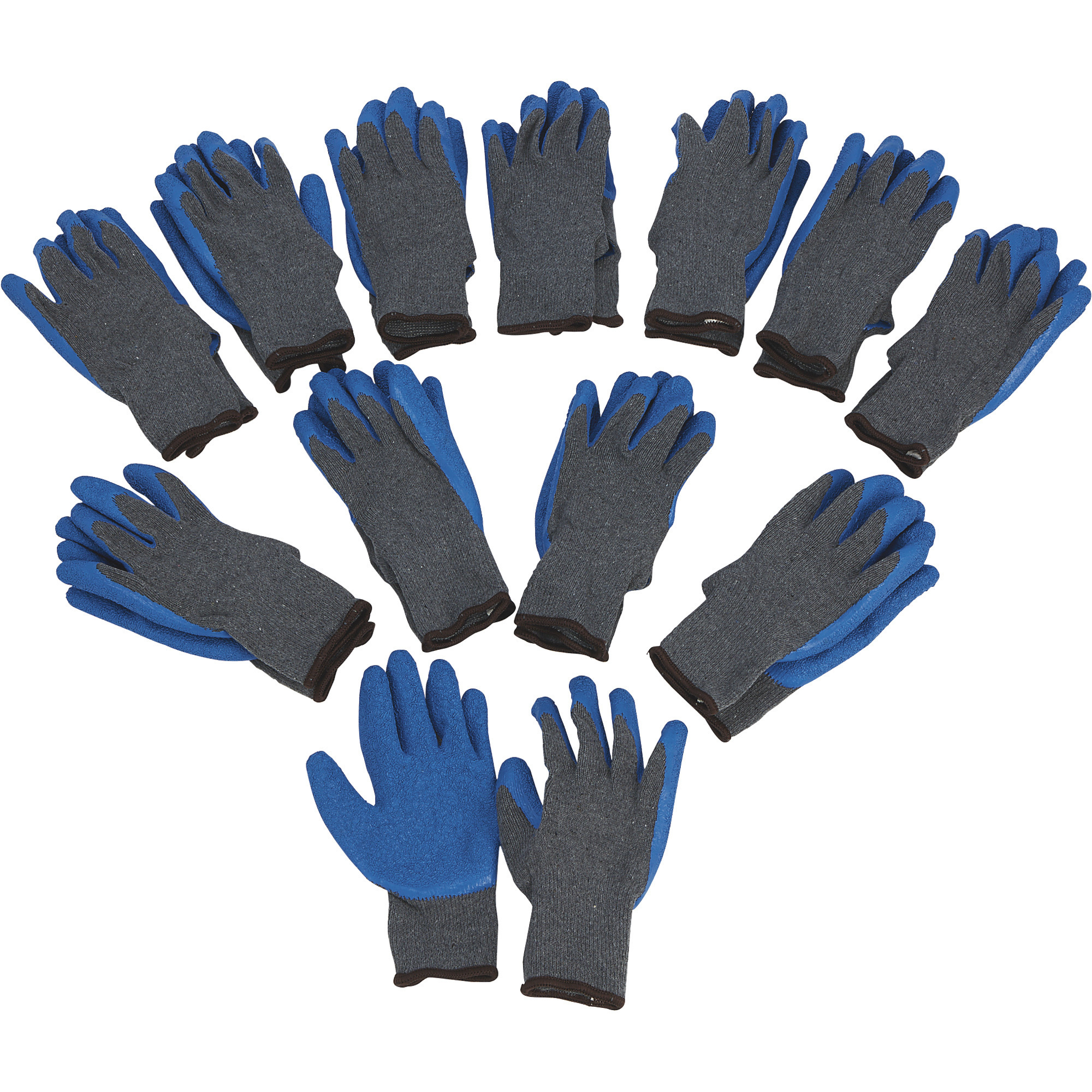 Ironton Men's Latex-Coated Work Gloves, 12 Pairs, Blue, Large, Model 30500IR-L