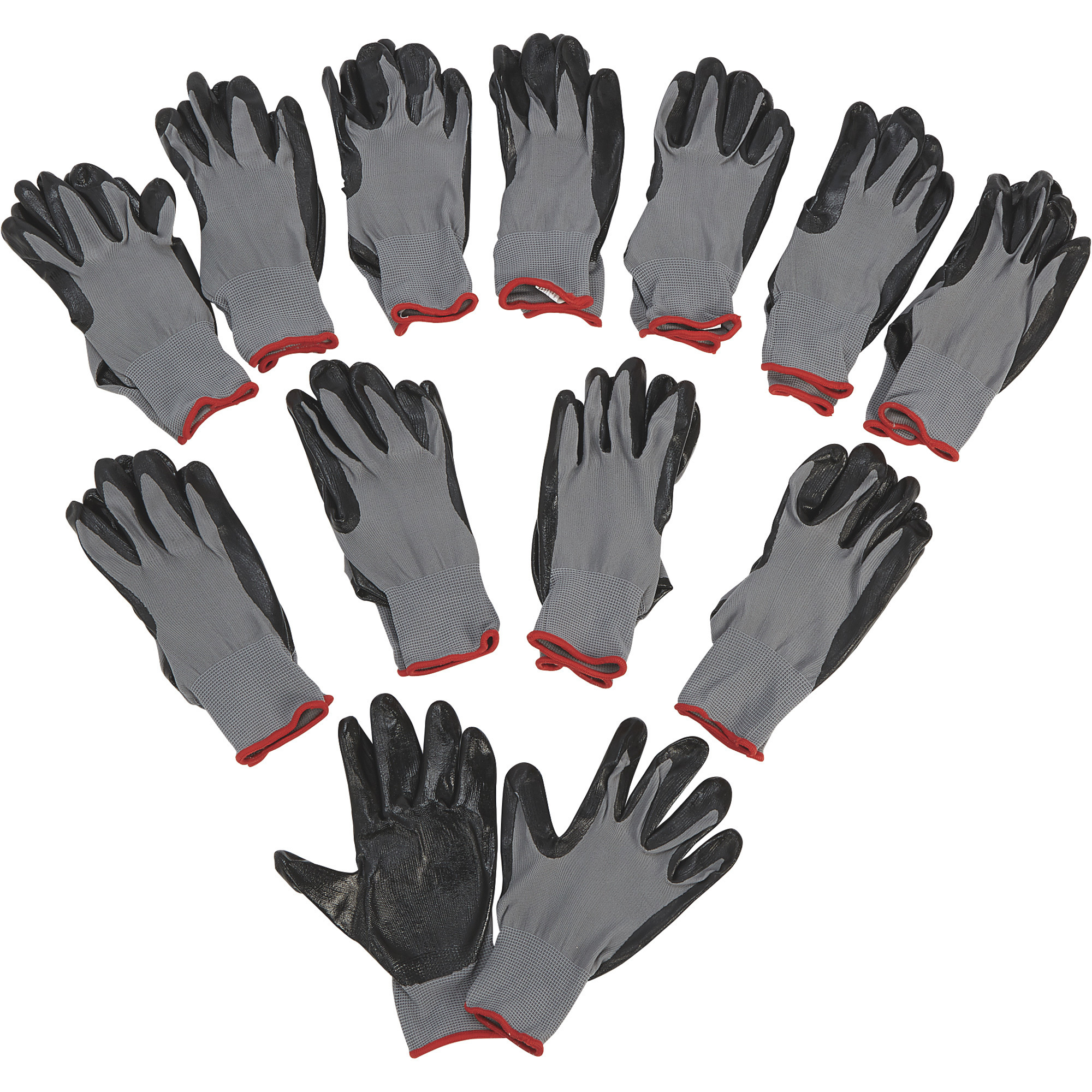 Ironton Nitrile-Coated Work Gloves, 12 Pairs, Black, Large, Model 37130IR-L12