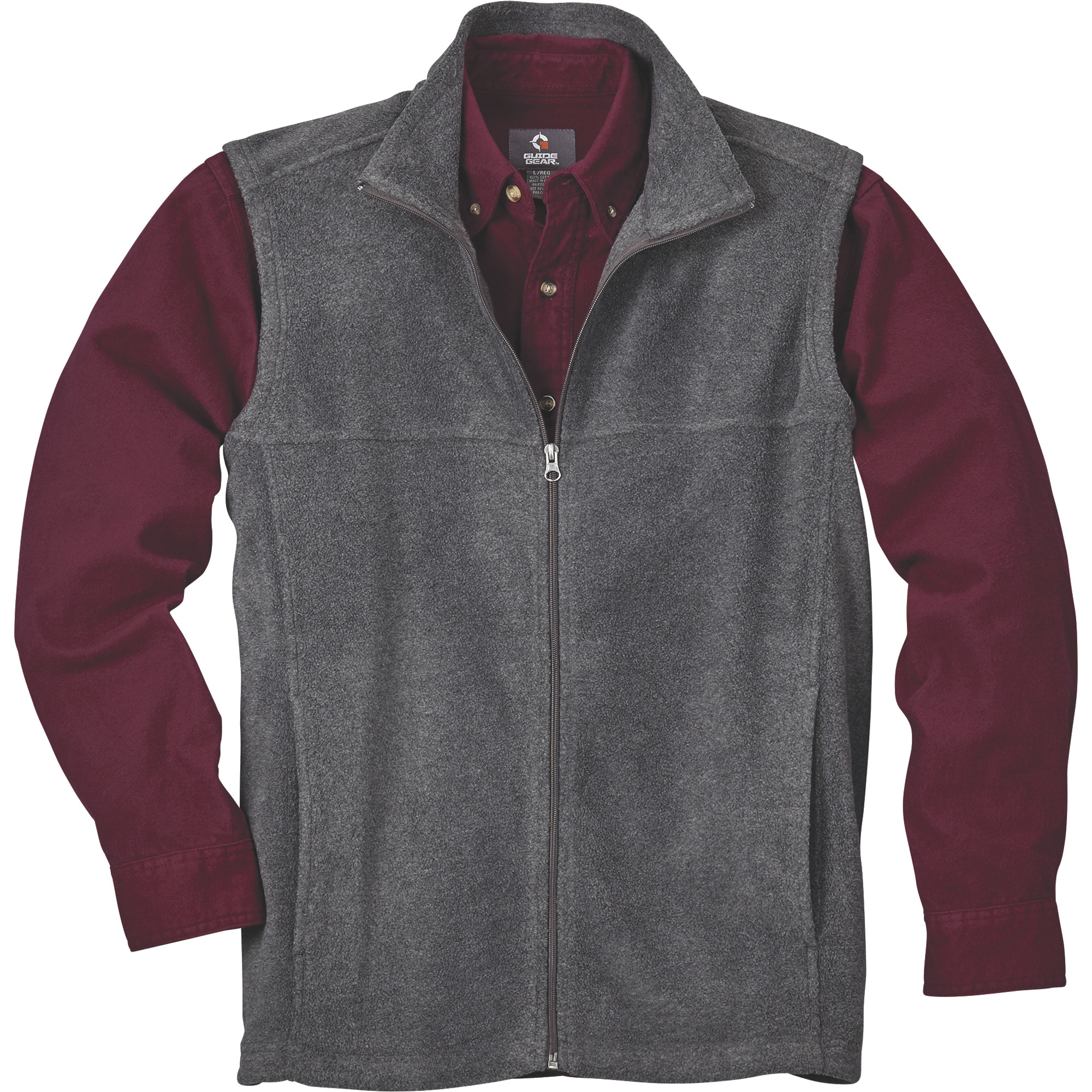Gravel Gear Men's Zip-Up Fleece Vest â Charcoal, 2XL