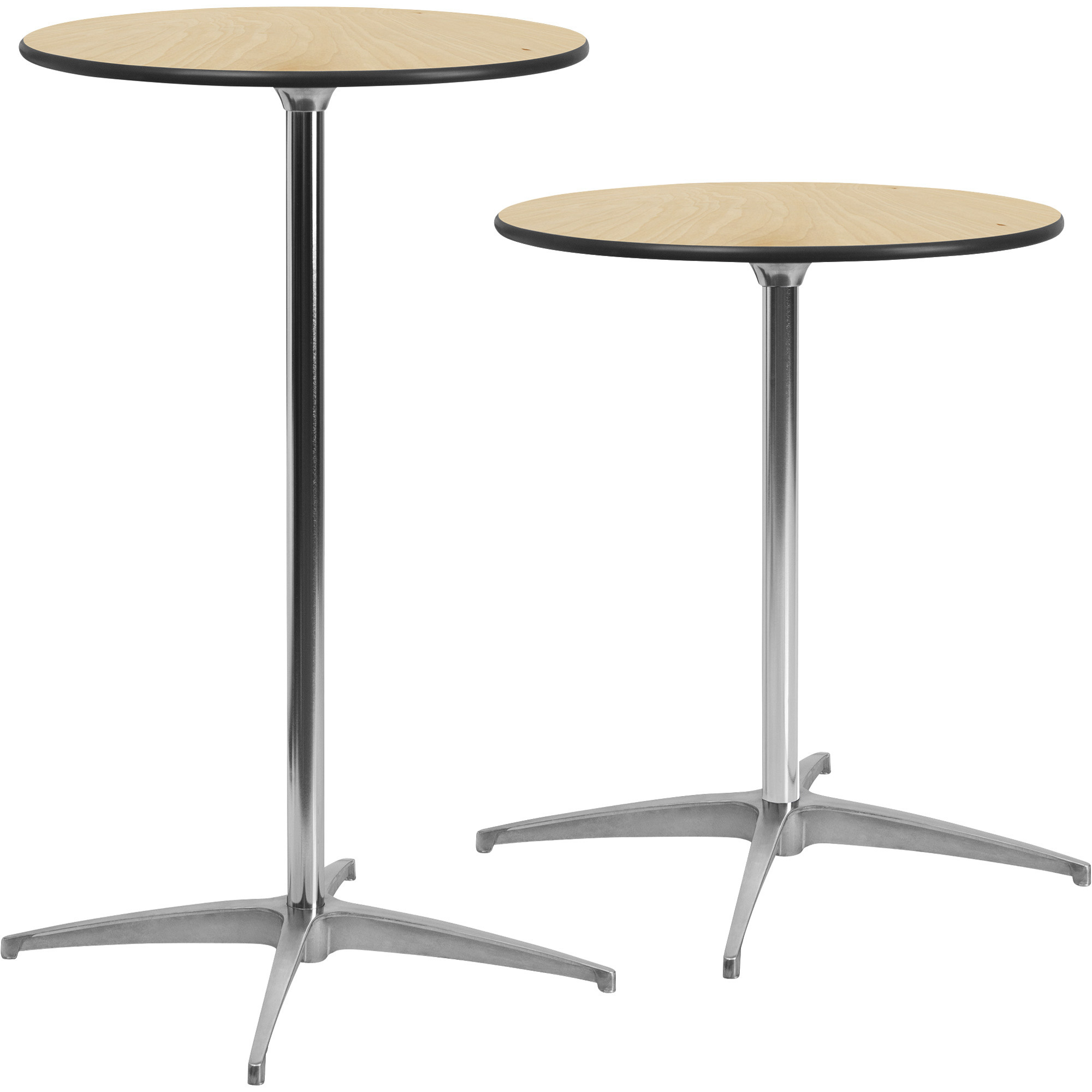 Flash Furniture Round Birchwood Pub Table with 2 Columns — 24Inch Diameter, Natural, Model XA24COTA -  XA-24-COTA-GG