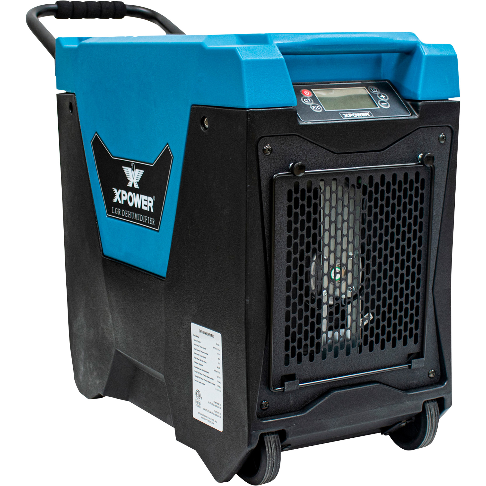 XPower LGR Commercial Dehumidifier with Handle and Wheels, 85 Pints/Day, Model XD-85L2-Blue