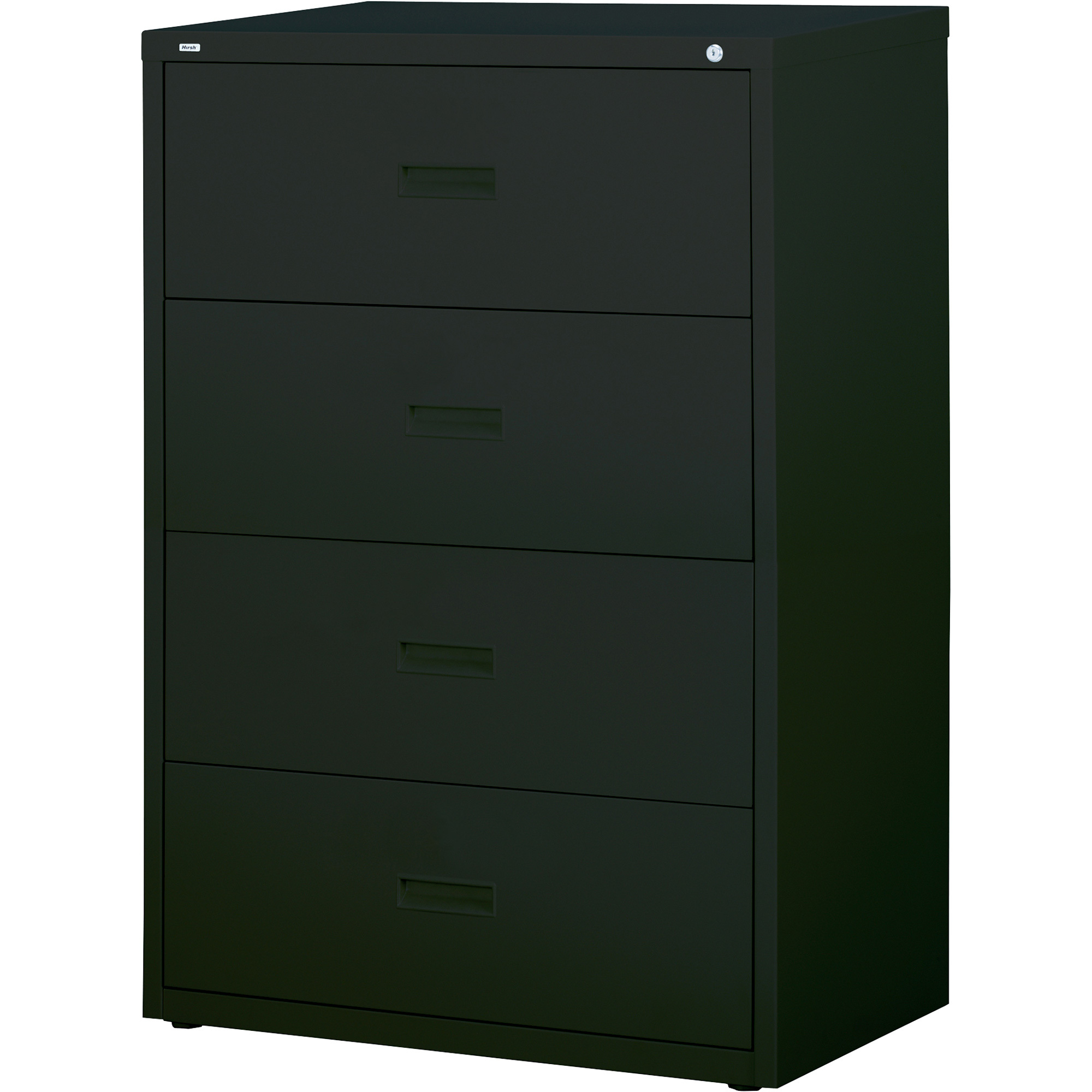 4-Drawer Cabinet for Letter-, Legal- and A-4 Hanging Files — Black, 30Inch W x 18 5/8Inch D x 52 1/2Inch H, Model - Hirsh Industries 14957