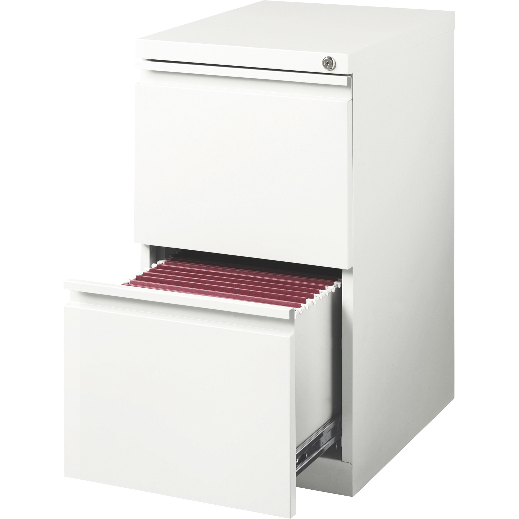 Hirsh Industries 2-Drawer Mobile Pedestal Cabinet for Letter-Size Files â White, 15Inch W x 19 1/8Inch D x 27 1/4Inch H, Model 19357