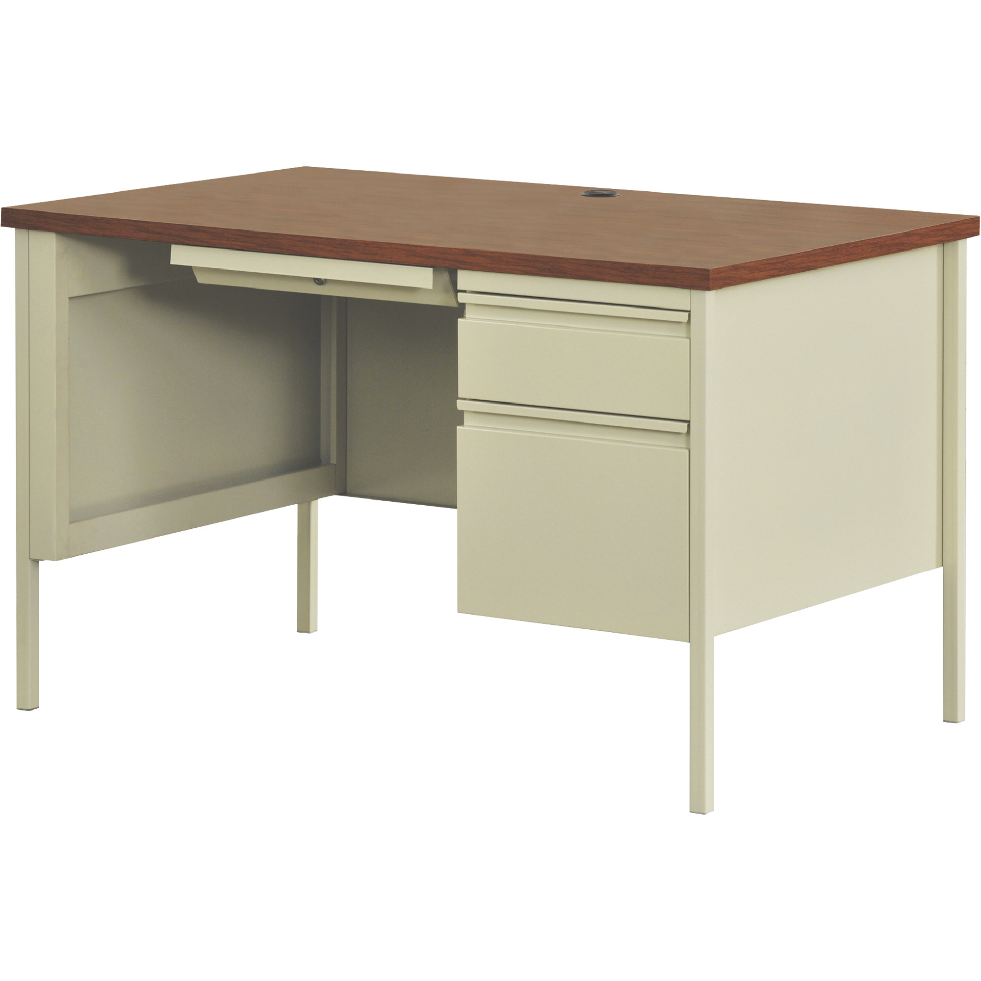Traditional Pedestal Desk — Putty/Oak, 48Inch W x 30Inch D x 29 1/2Inch H, Model - Hirsh Industries 20091