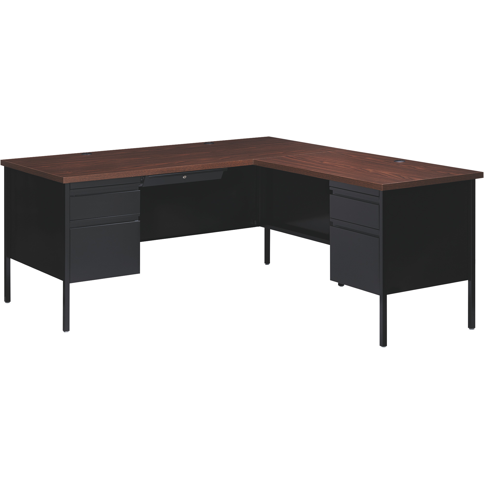 Hirsh Industries Right-Hand L-Shape Desk â Black/Walnut, 66Inch W x 72Inch D x 29 1/2Inch H, Model 20105