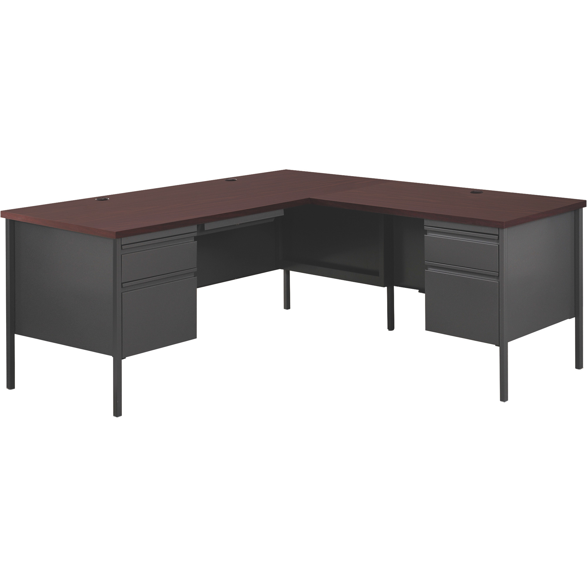Hirsh Industries Right-Hand L-Shape Desk â Charcoal/Mahogany, 66Inch W x 72Inch D x 29 1/2Inch H, Model 20106