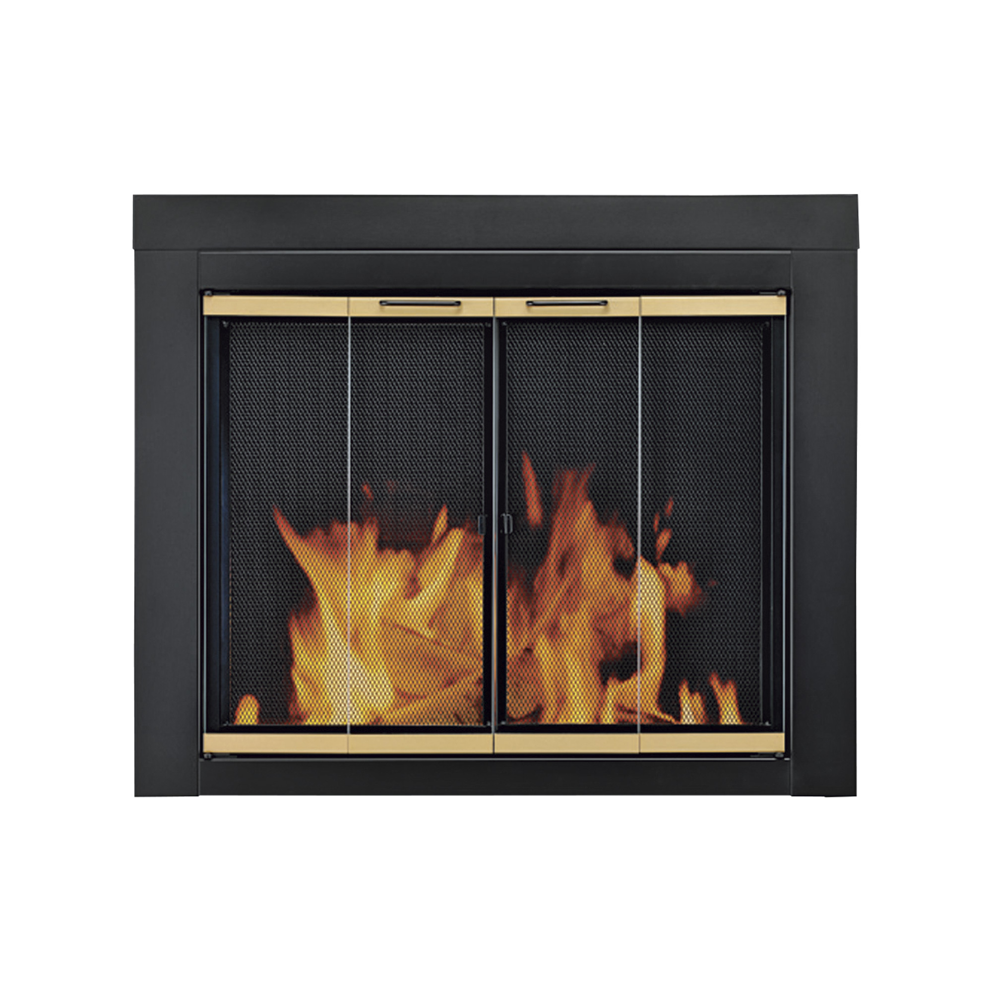 Pleasant Hearth Arrington Fireplace Glass Door, For Masonry Fireplaces, Medium, Black/Gold Finish, Model AP-1021