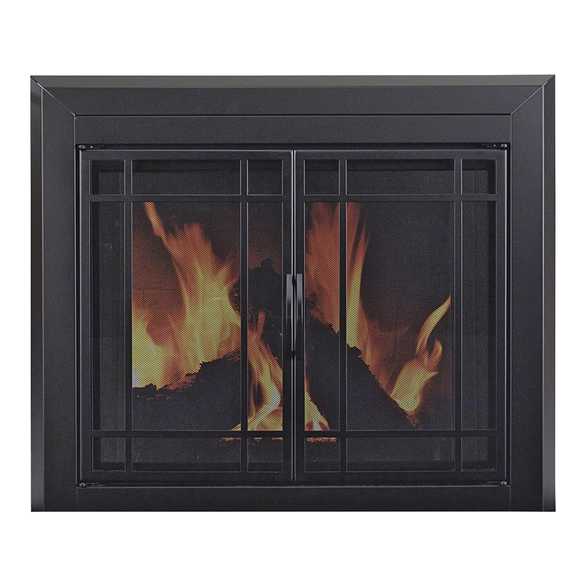 Easton Fireplace Glass Door — For Masonry Fireplaces, Medium, Midnight Black, Model - Pleasant Hearth EA-5011