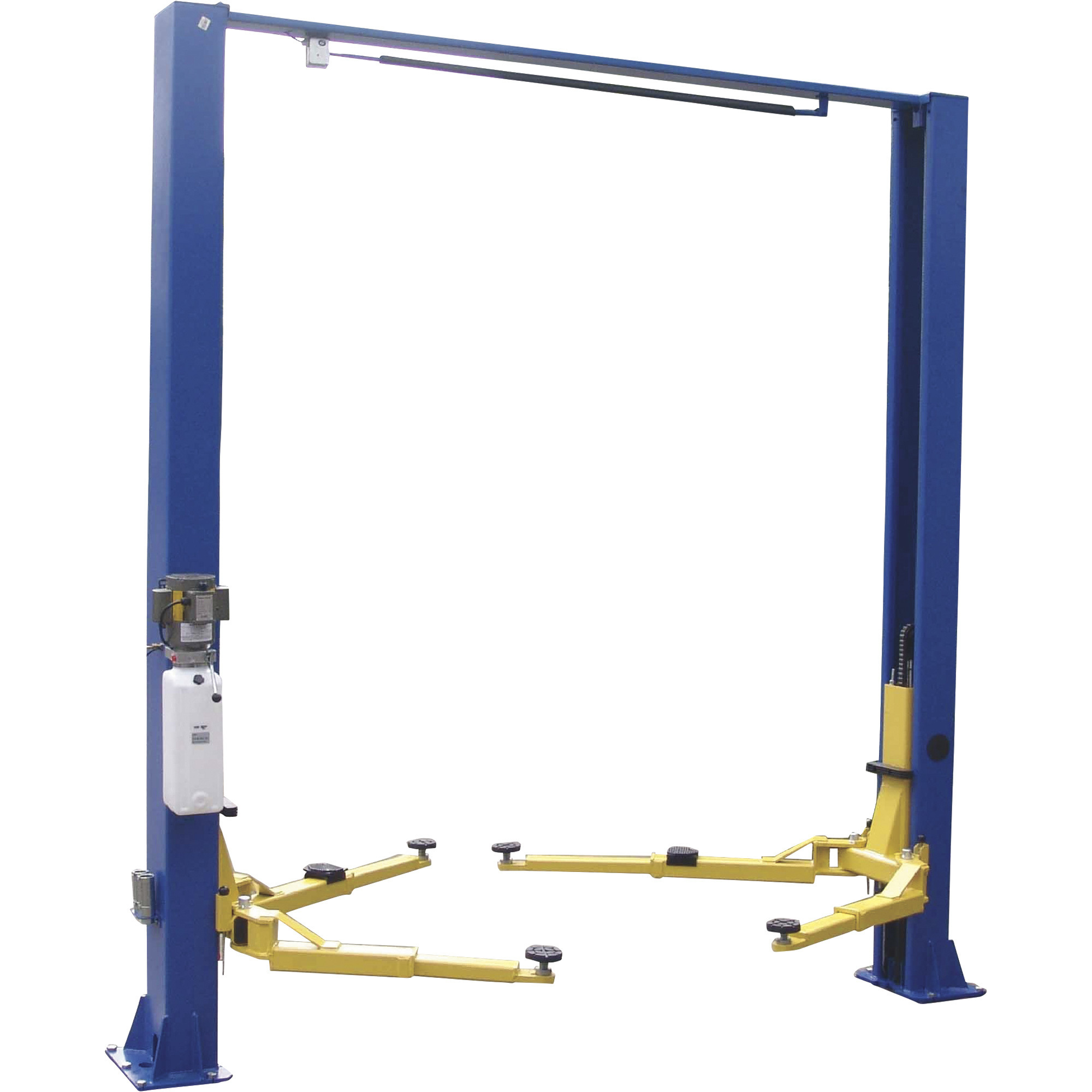 Tuxedo 2-Post Asymmetric Low-Profile Clear Floor Automotive Lift â 9000-Lb. Capacity, Blue, Model TP9KACX