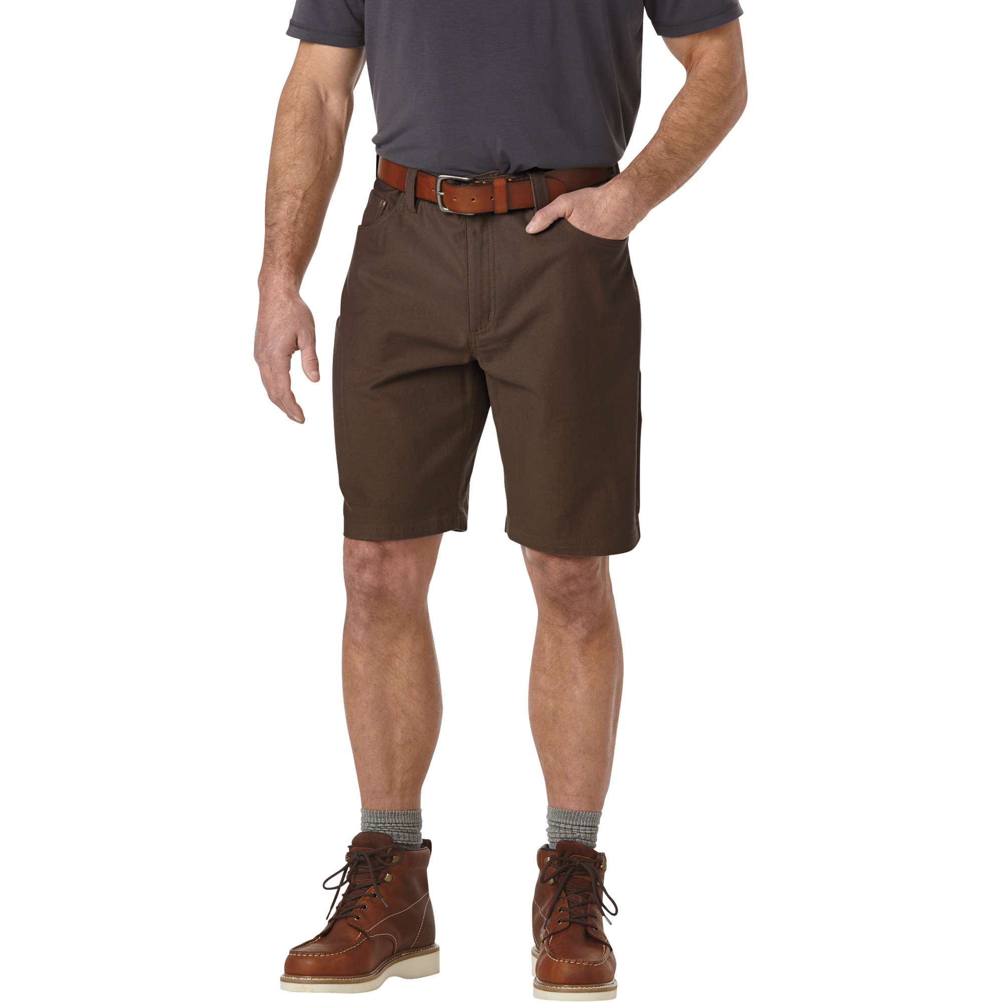 Gravel Gear Men's Flex Wear 10Inch Brushed Twill Work Shorts with Teflon Fabric Protector â Dark Coffee, 36 Waist