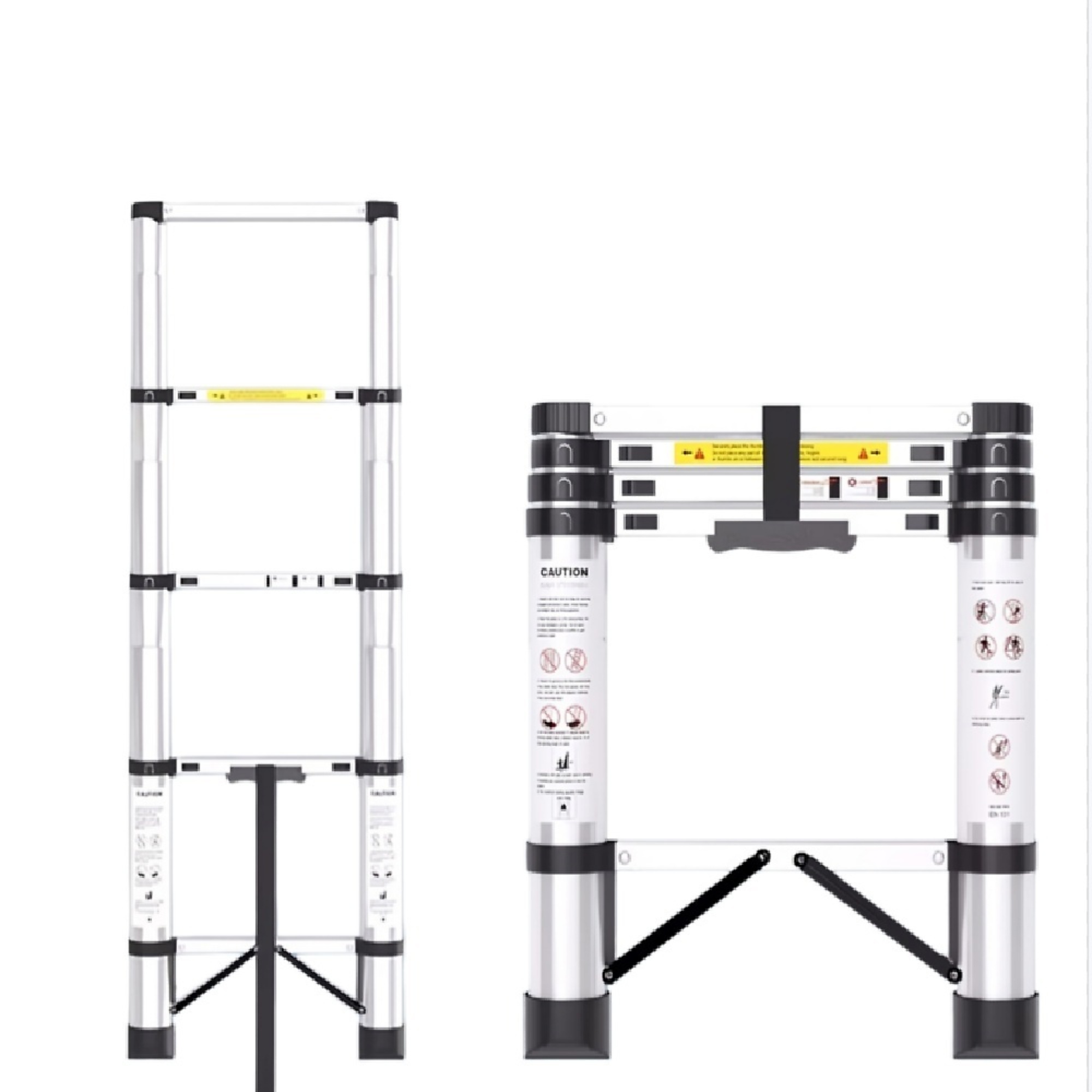 6.2 Ft. Telescoping Extension Ladders with Anti-Slip Feet and Automatic ...