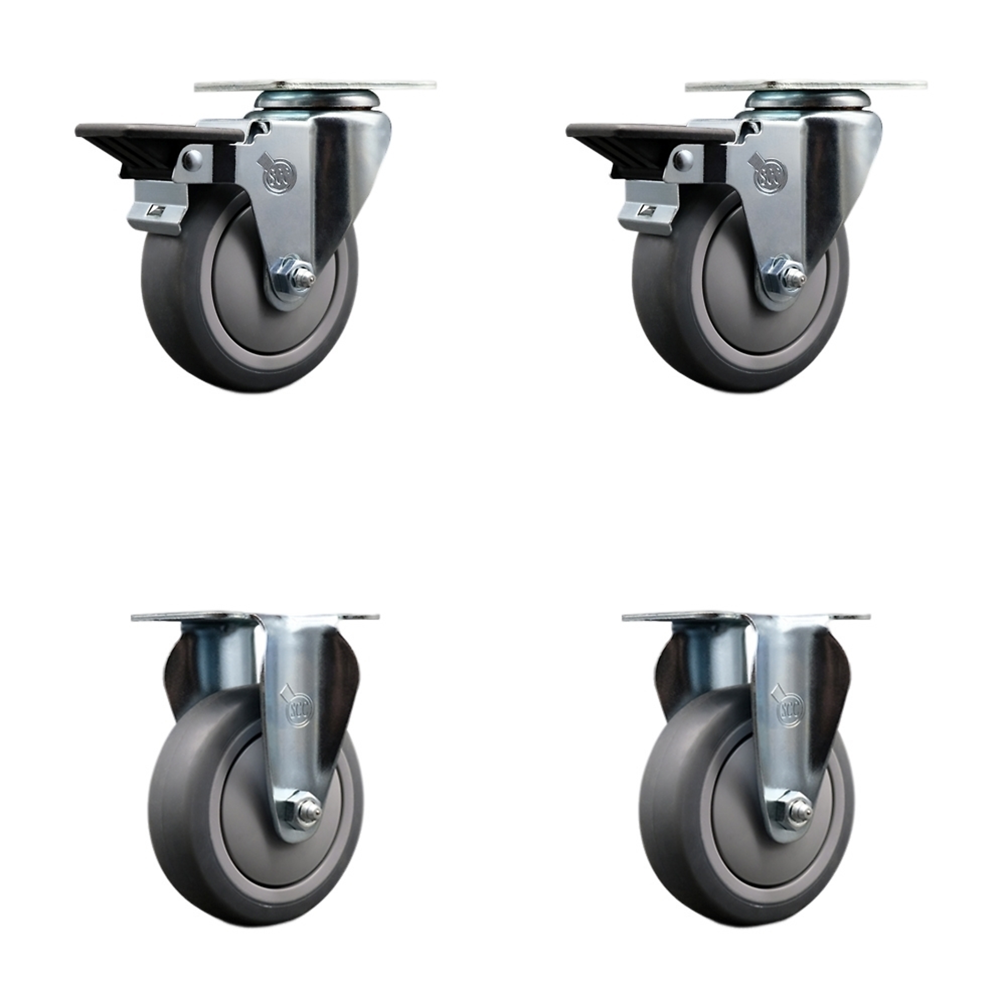 Service Caster, 4in. x 1 1/4in. Plate Casters, Wheel Diameter 4 in ...