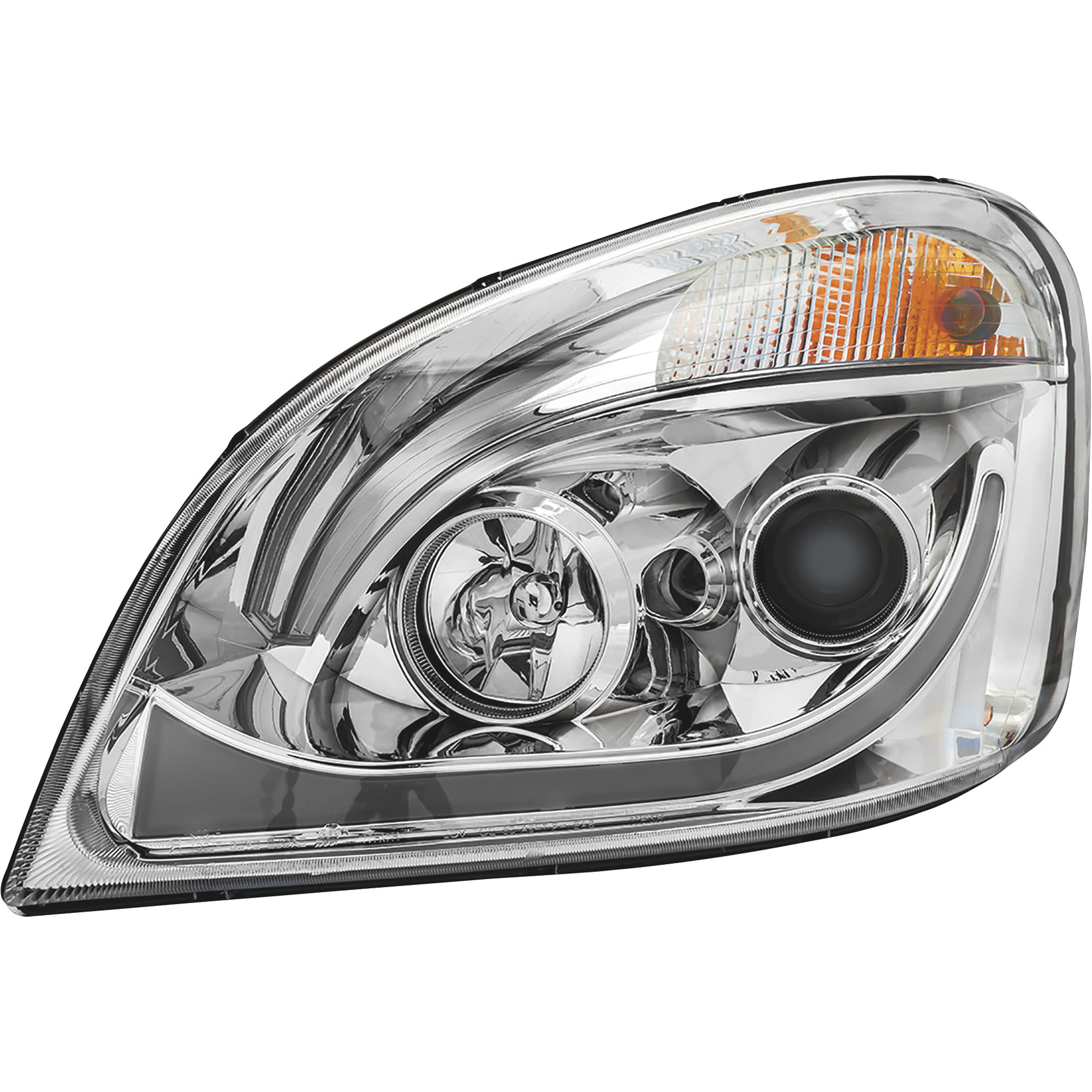 Trux Accessories Freightliner Cascadia LED Projector Headlight Assembly with LED Strip â Driver's Side, Chrome, Model TLED-H66