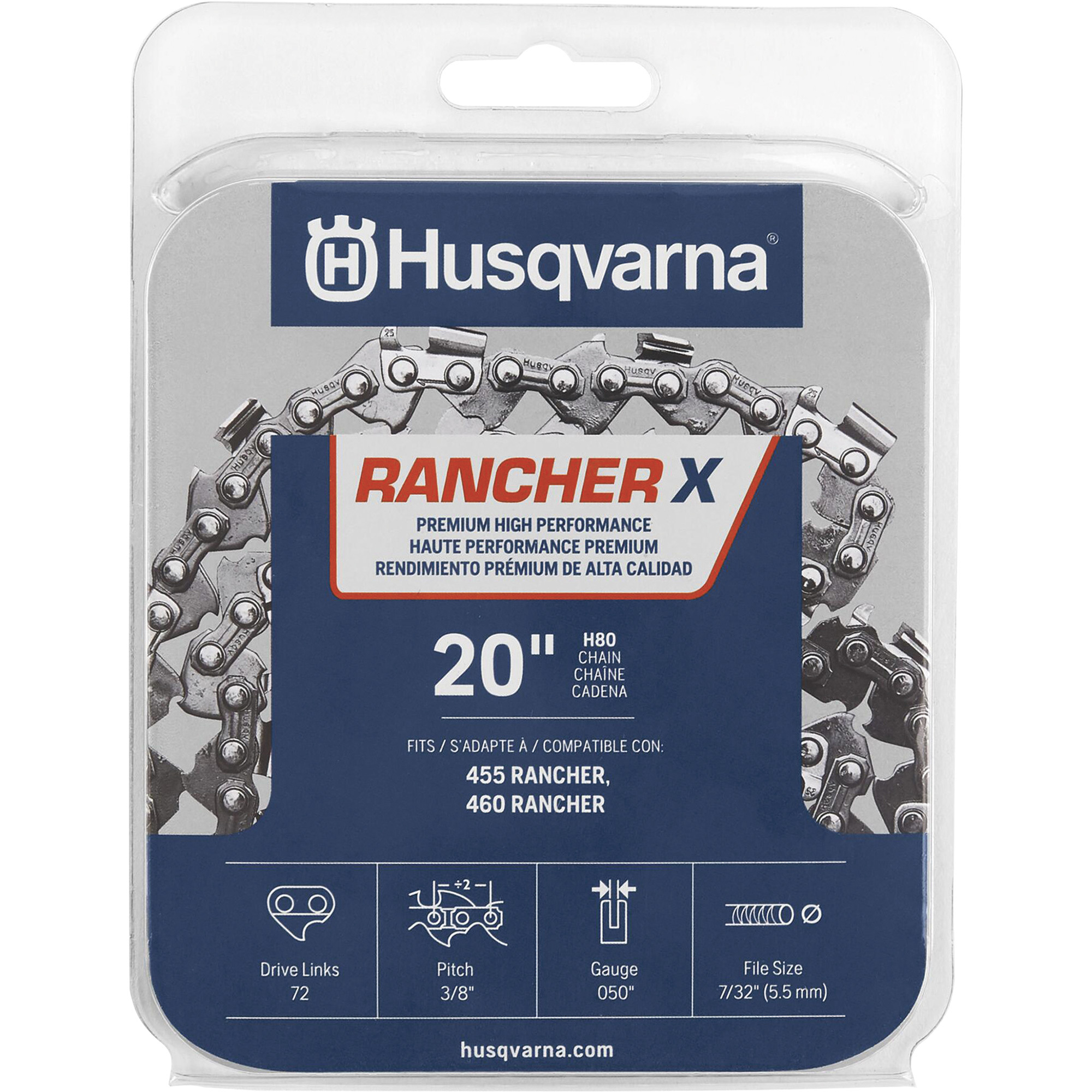 Husqvarna Rancher X Chainsaw Chain â 3/8Inch x 0.050Inch, Fits 20Inch Bar, Model 531300441