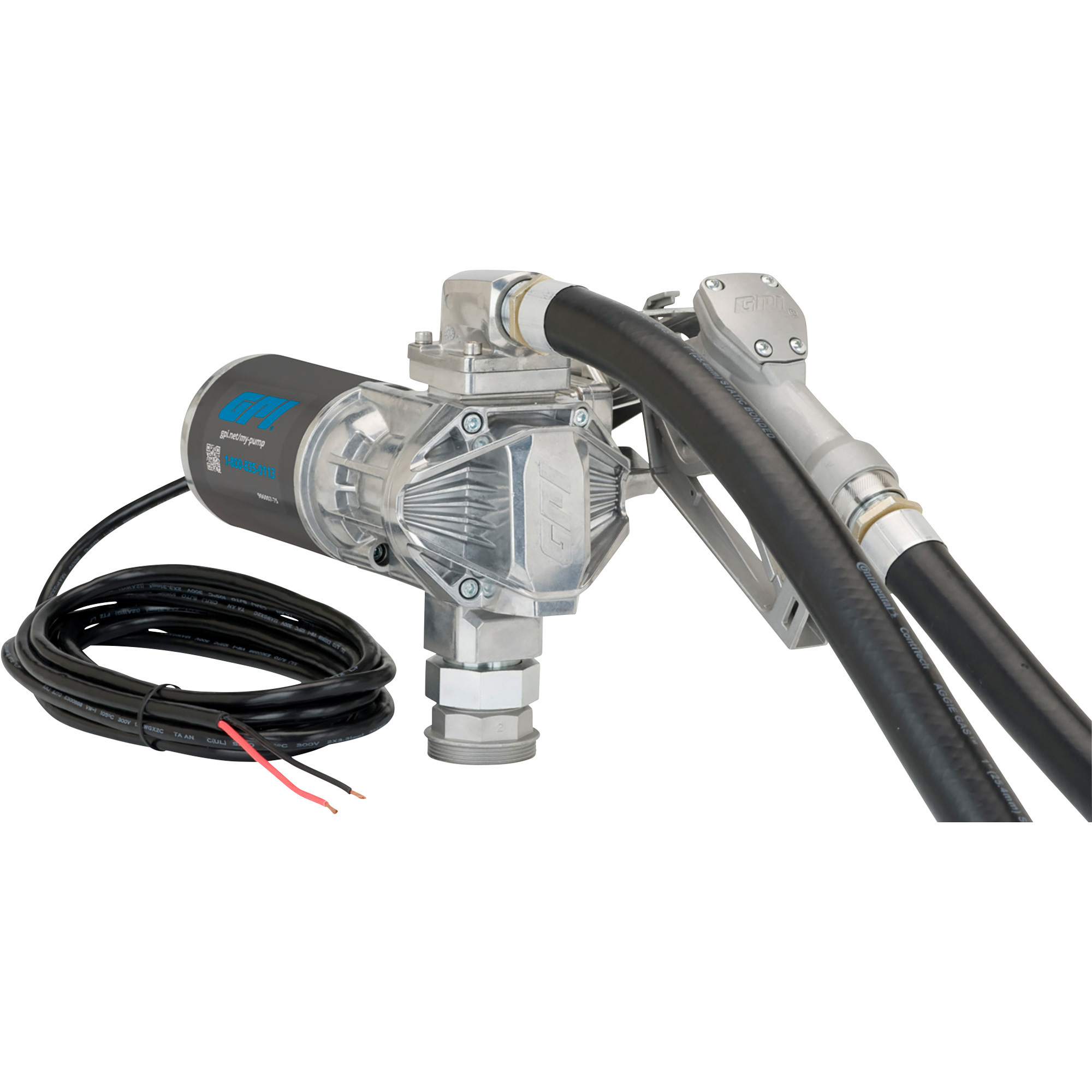 GPI G20 High-Flow Fuel Transfer Pump, 20 GPM,12 Volt with Manual Nozzle and Hose, Model G20-012MD