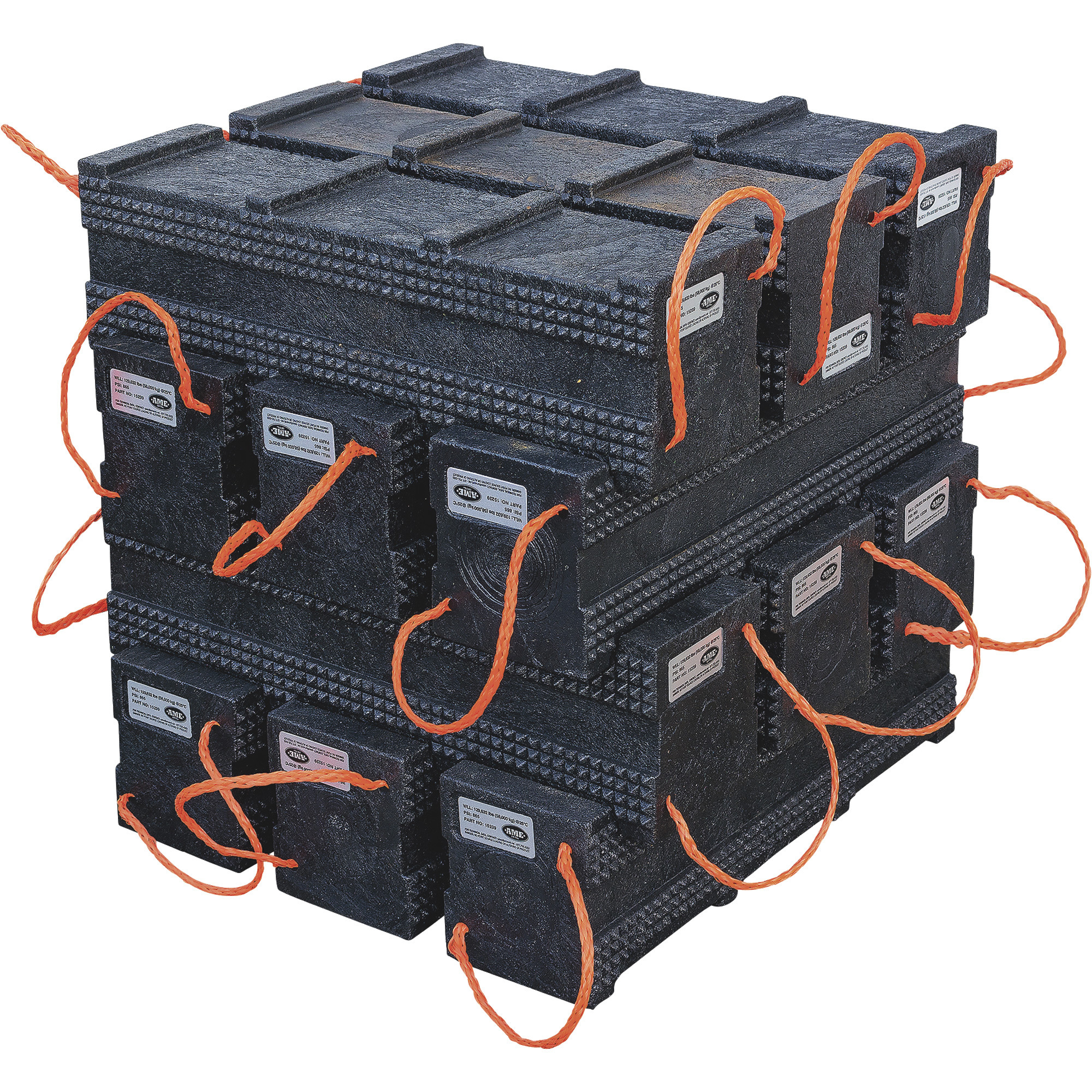 AME International 12-Piece Primo Super Stacker Cribbing Block Kit â 4ft. x 4ft., Black, Model 15260P