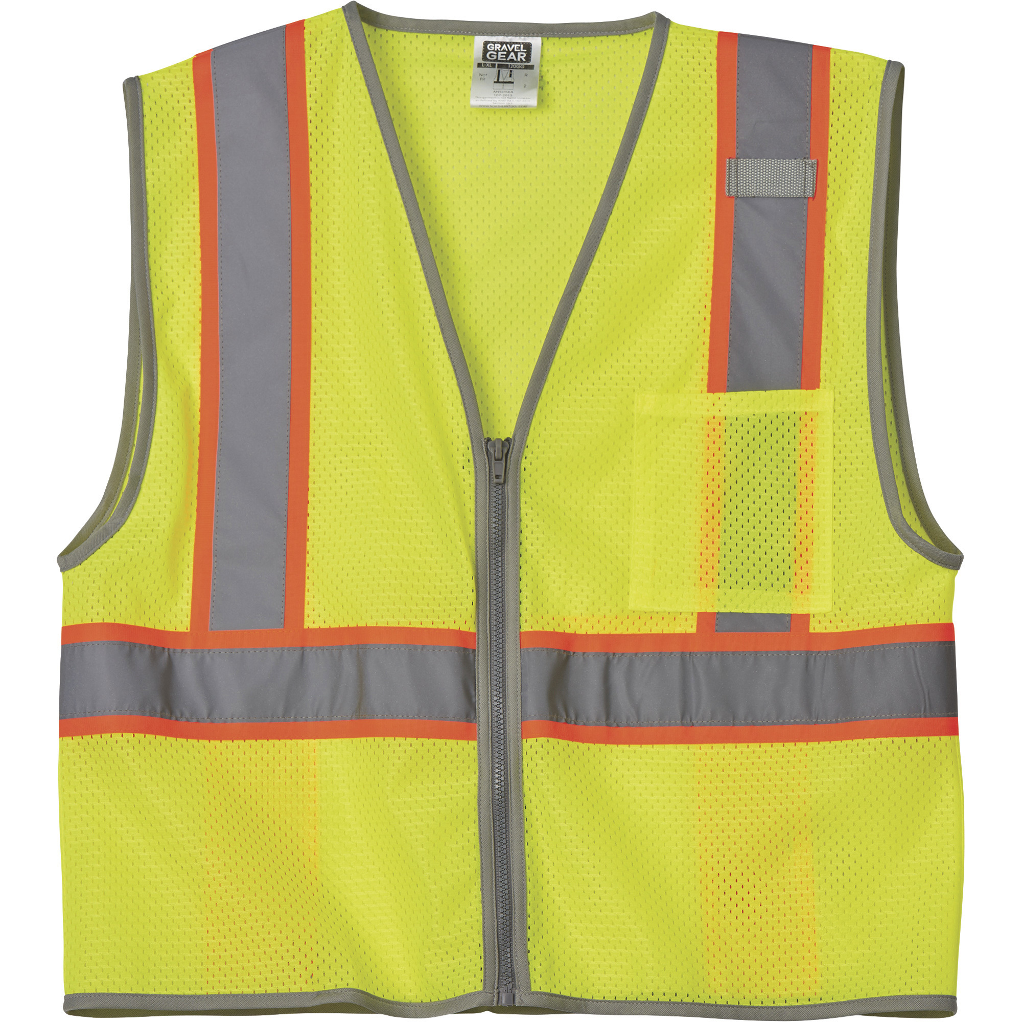 Gravel Gear Menâs Class 2 High Visibility Contrast Mesh Safety Vest â Lime, 2X/3X