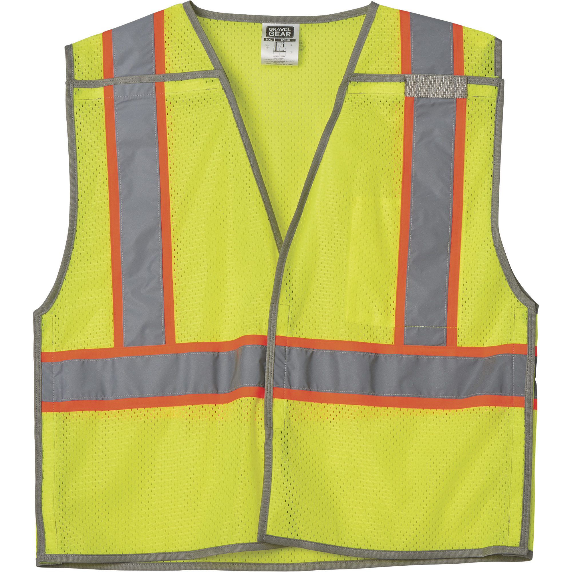 Gravel Gear Menâs Class 2 High Visibility Breakaway Vest â Lime, Size 2X/3X