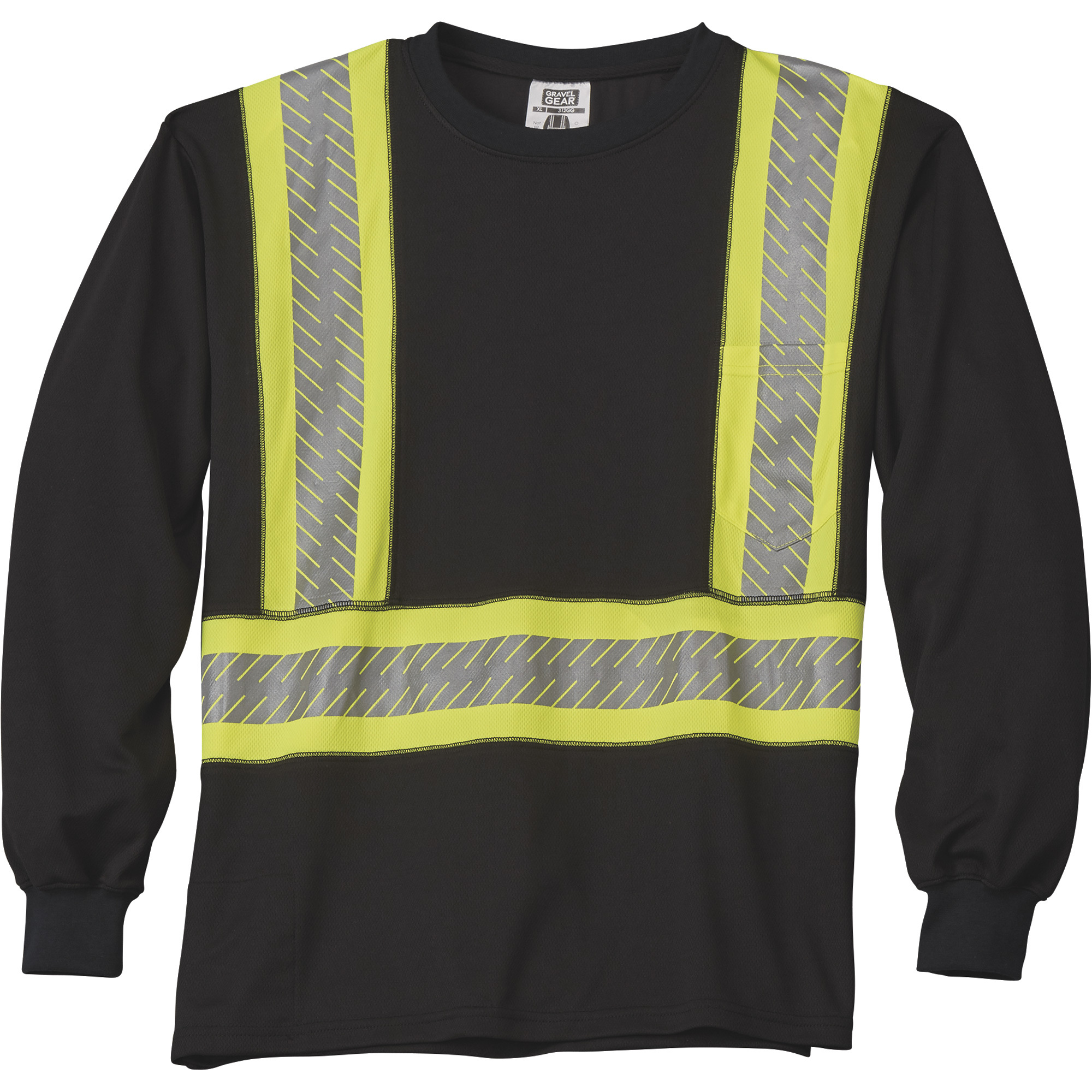 Gravel Gear Menâs Class 1 Long Sleeve T-Shirt â Black/Lime, XL