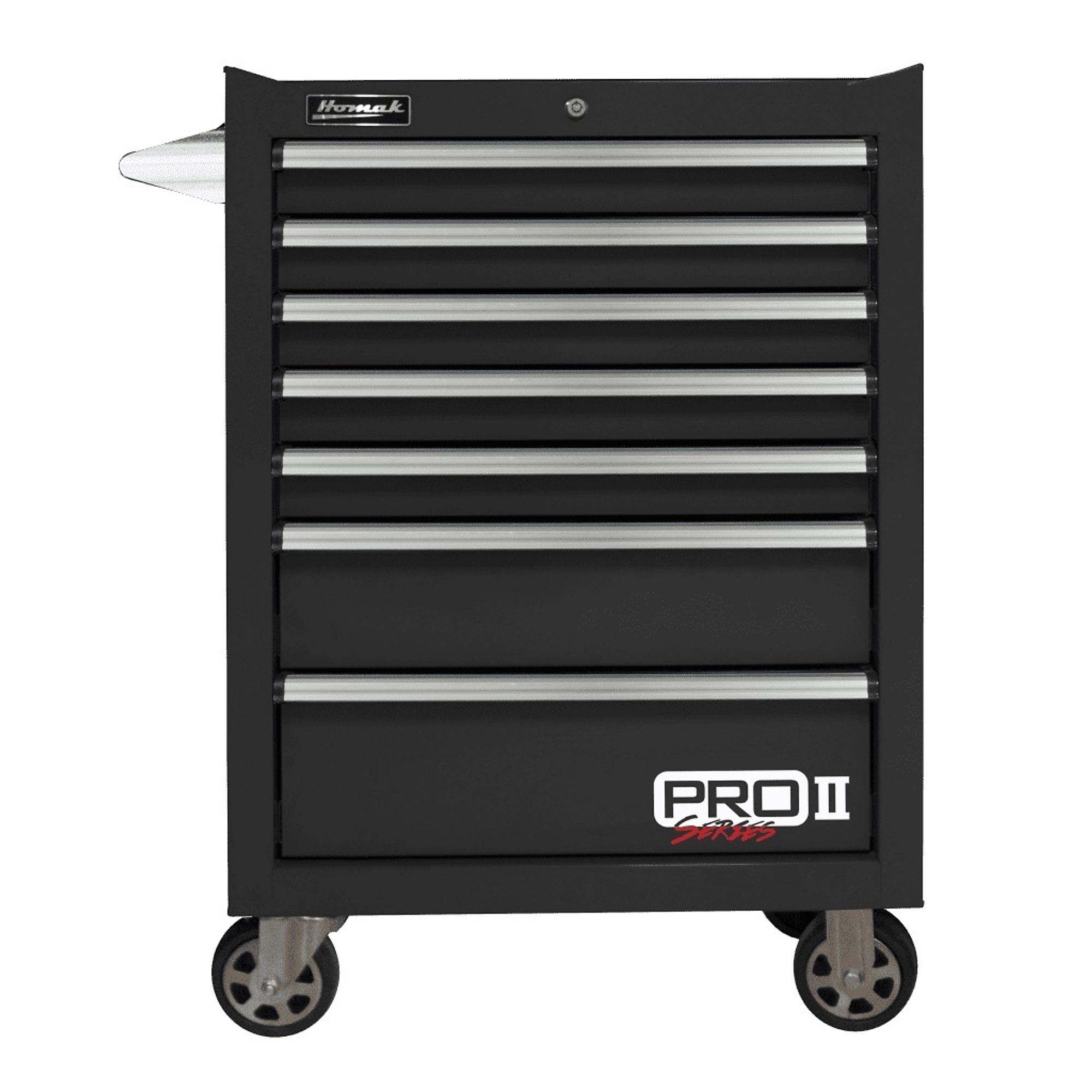 Homak 27Inch Pro II 7-Drawer Rolling Tool Cabinet, 9115 Cu. Inch of Storage, 27Inch W x 24.5Inch D x 39Inch H, Black, Model BK04027702