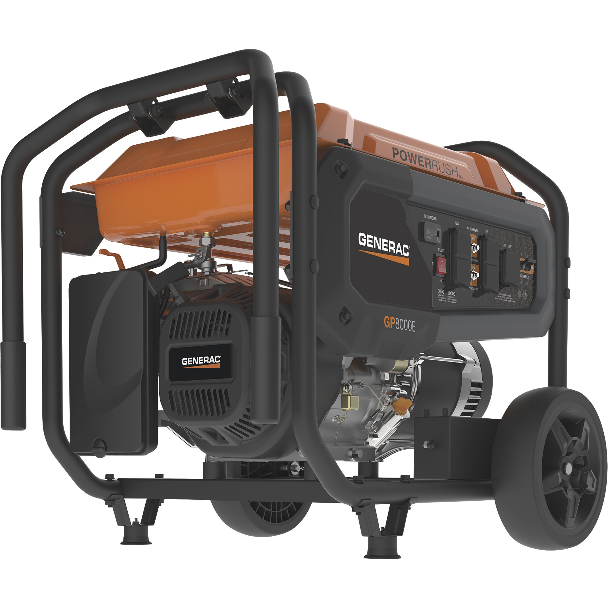 Generac Portable Generator, 10,000 Surge Watts, 8000 Rated Watts, Electric Start, CARB Compliant, Model 7676