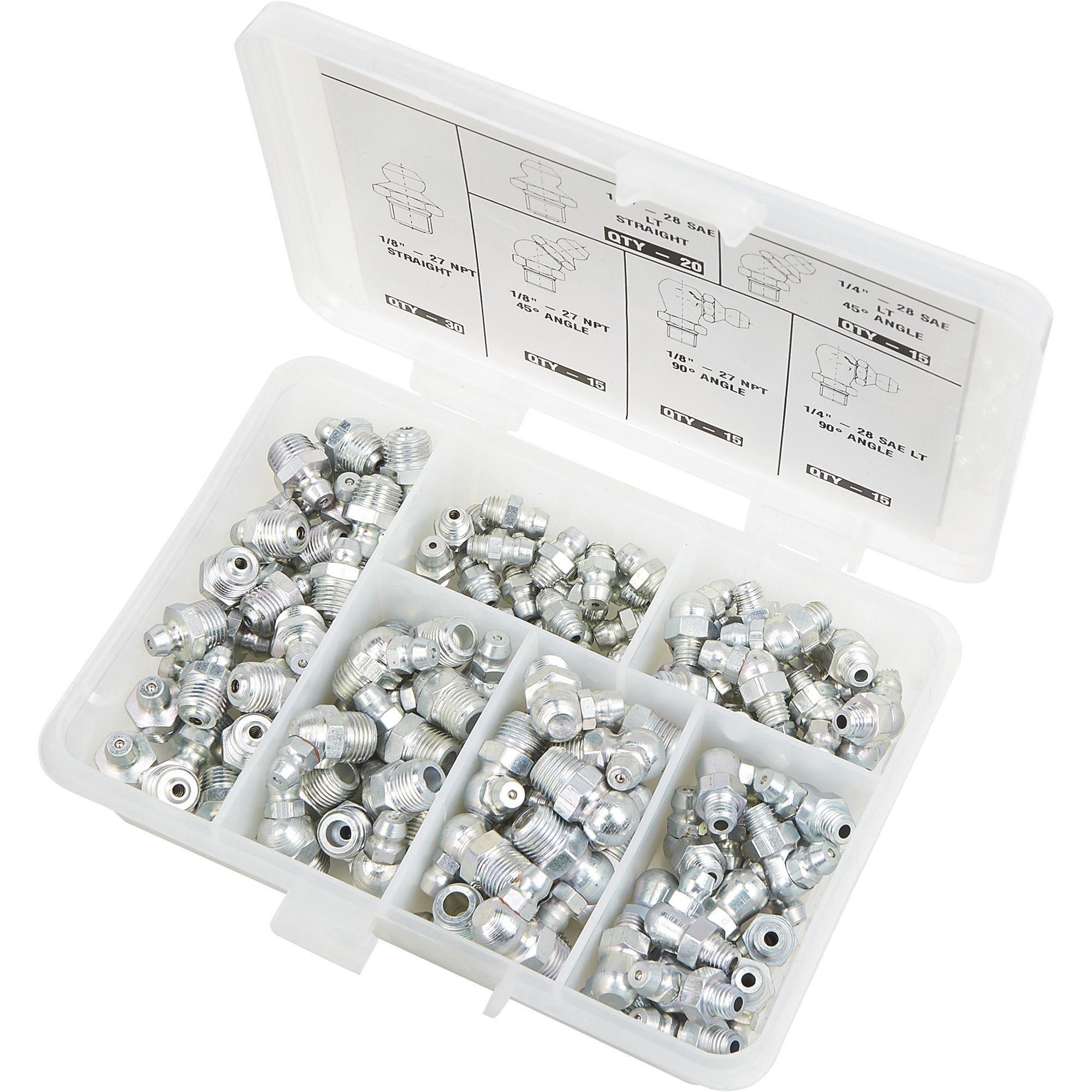 Roughneck Grease Fitting Kit,110-Piece, SAE
