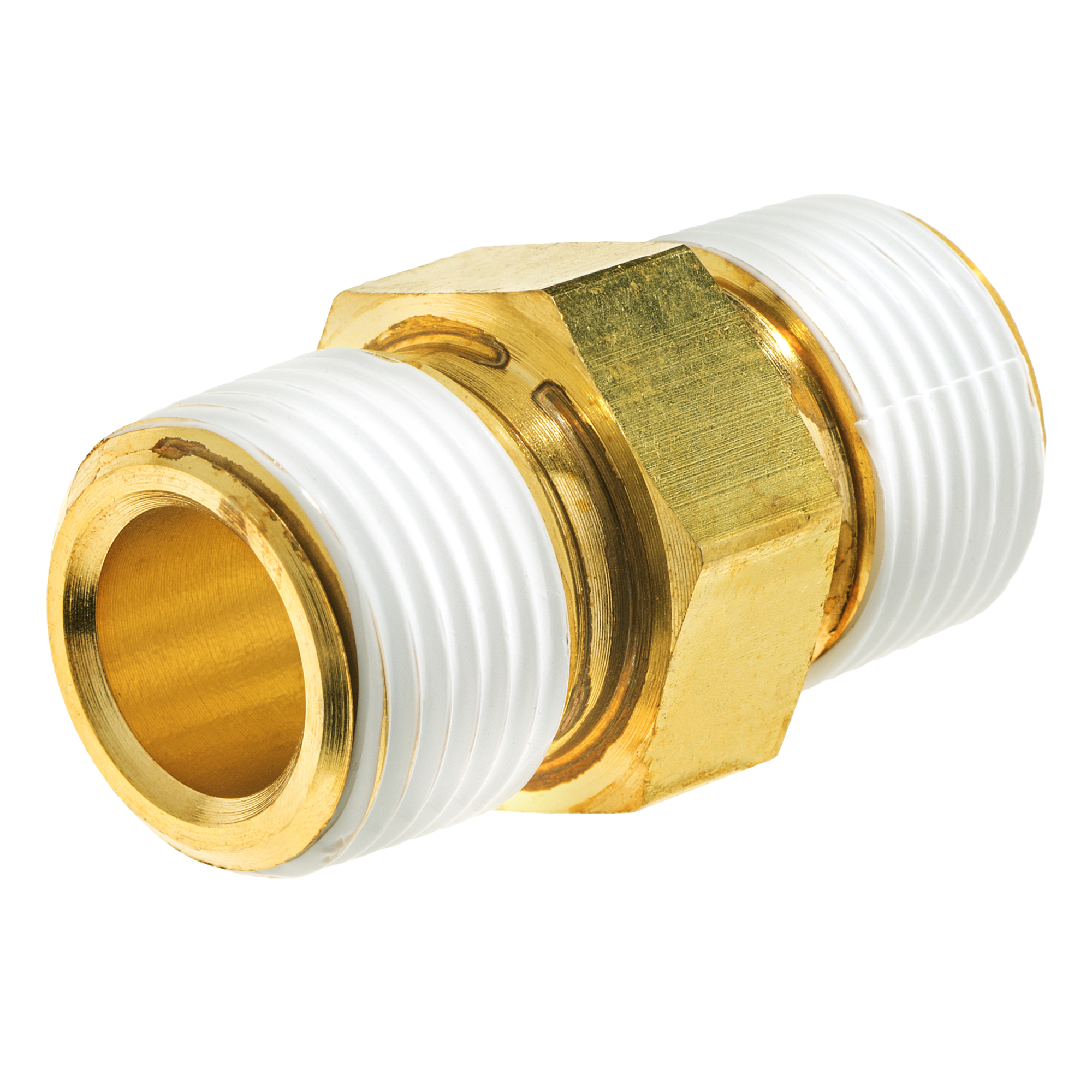 Pipe Fitting w/ Thread Sealant - Brass - Instrumentation - Hex Nipple ...