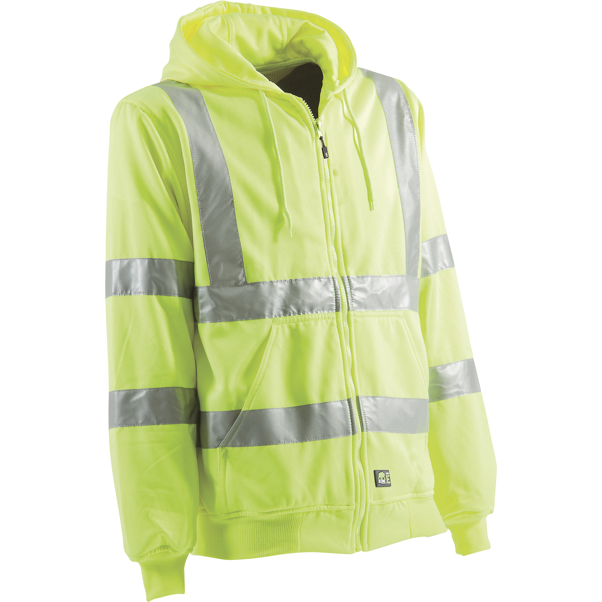 Berne Men's Class 3 High Visibility Hooded Sweatshirt â Lime, XL, Model HVF021YWR480