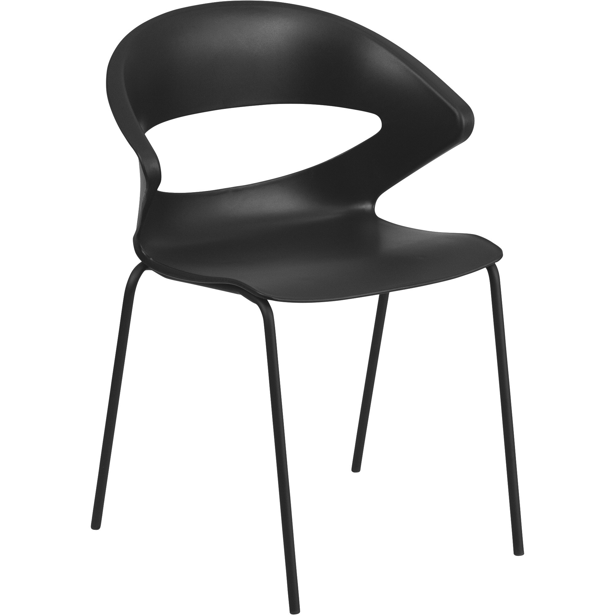Flash Furniture Plastic Cafe-Style Stacking Chair â Black, 440-Lb. Capacity, 23Inch W x 18Inch D x 31Inch H, Model RUT4BK