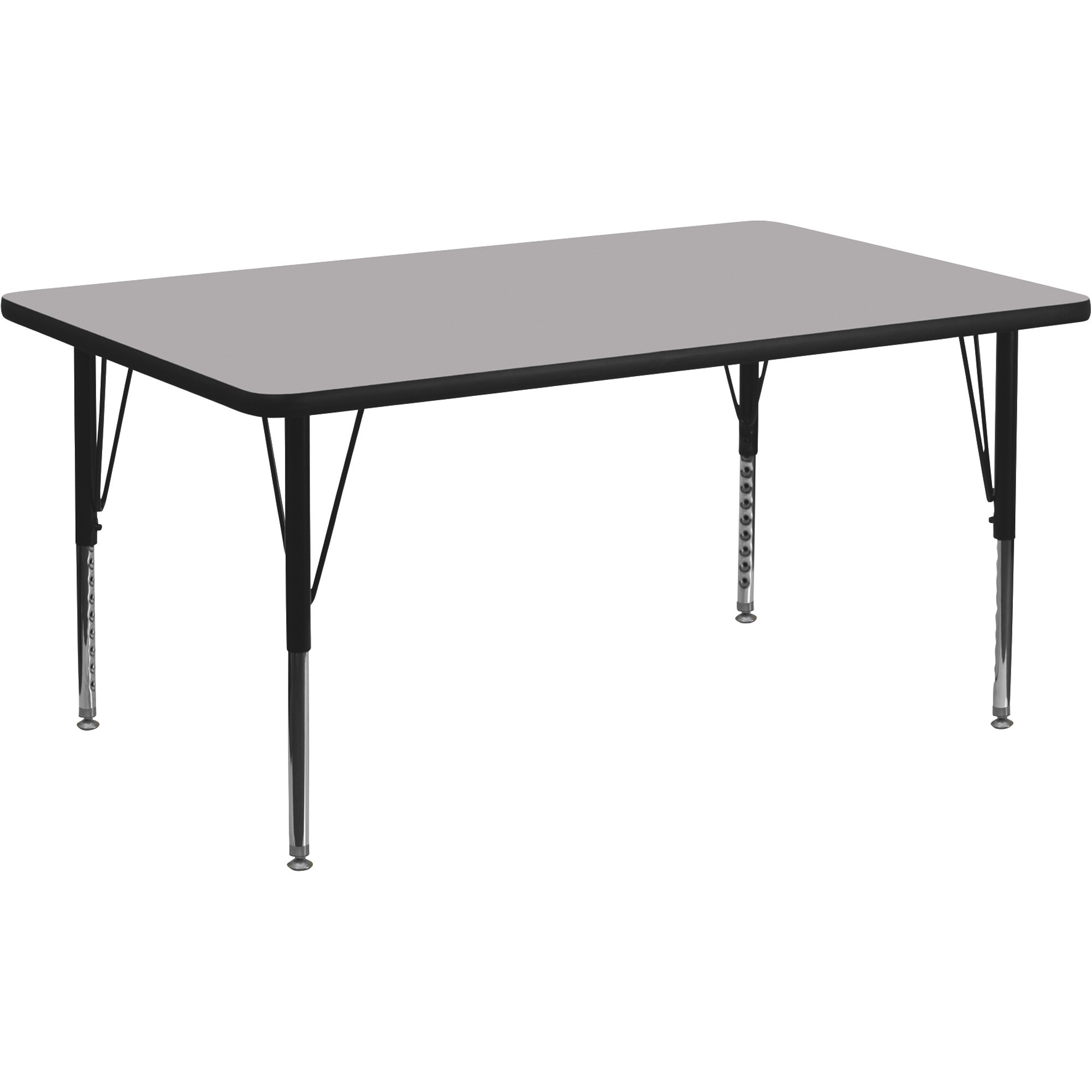 Height Adjustable Activity Table with Glides — Gray, 48Inch L x 24Inch W x 16 1/8Inch–25 1/8Inch H, Model - Flash Furniture XUA2448RECGYTP