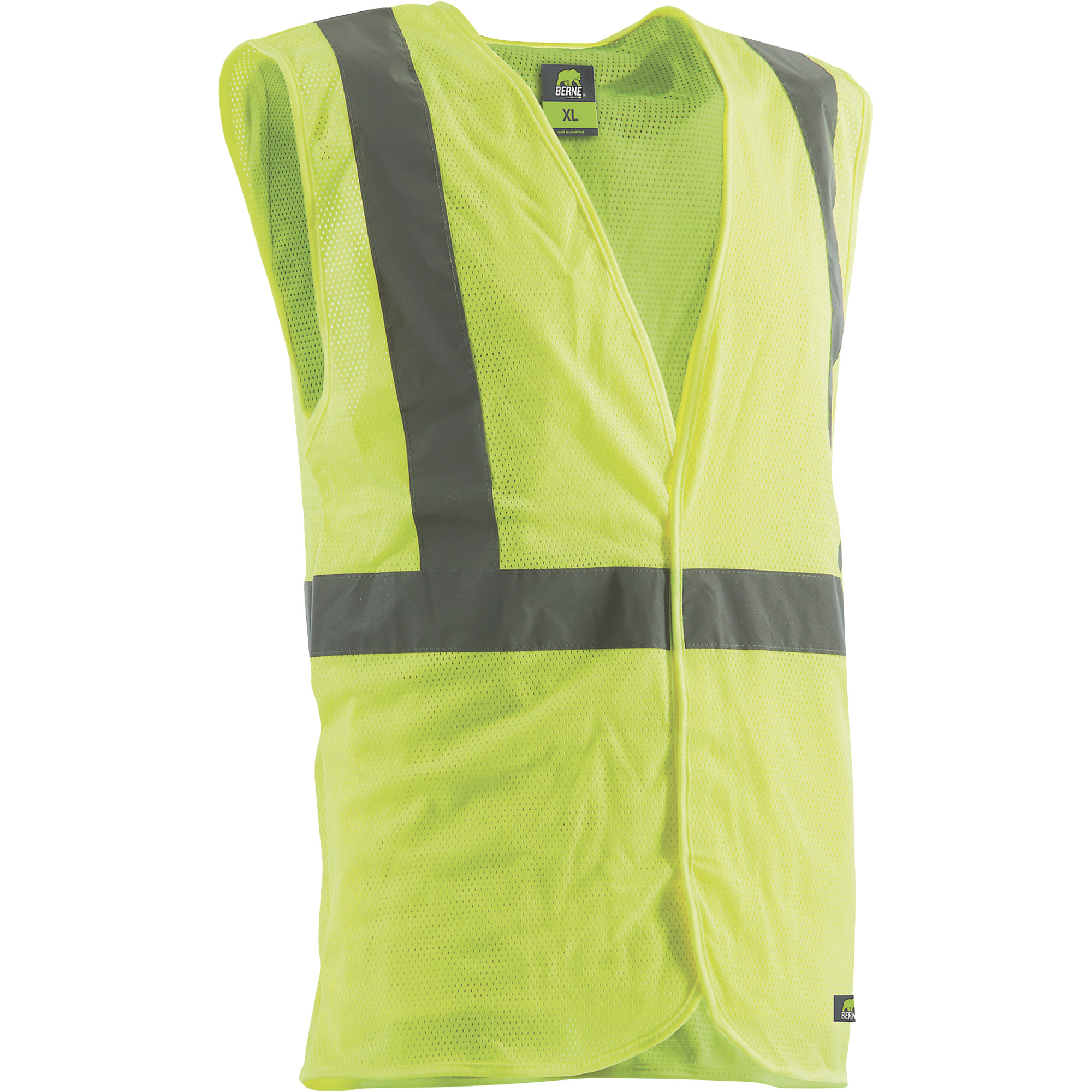 Berne Men's Class 2 High Visibility Economy Safety Vest â Lime, Medium/Large, Model HVV042BT