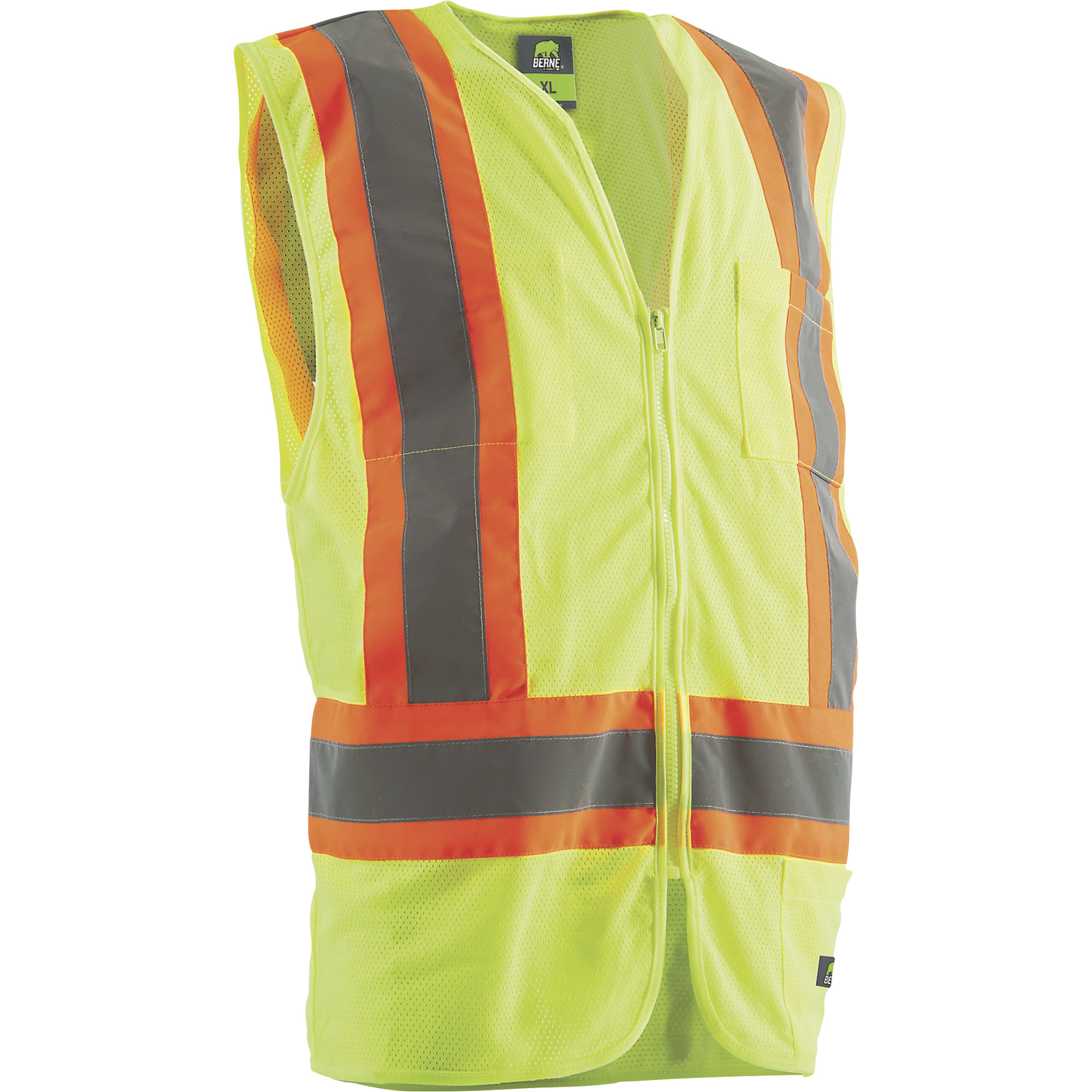 Berne Men's Class 2 High Visibility 2-Tone Safety Vest â Orange/Lime, 3XL/Big, Model HVV046YWBT