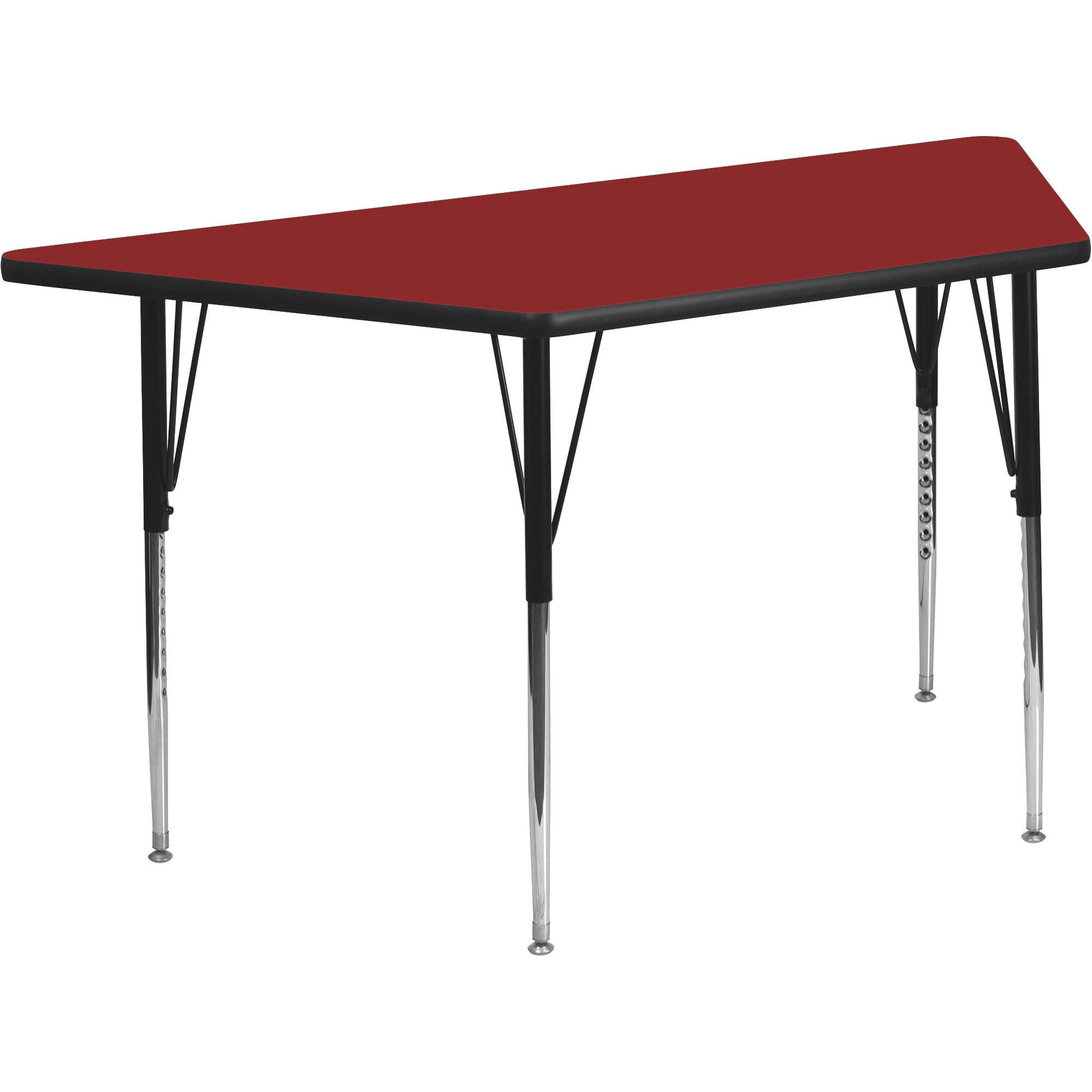 Flash Furniture Adjustable Height Trapezoid Activity Table with Casters â Red, 30Inch L x 57Inch W x 21 1/8â30 1/8Inch H, Model XUA3060TRPREDTA
